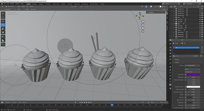 Blender3D  LOW POLY CUPCAKE MODEL Low-poly 3D model 7