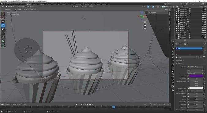 Blender3D  LOW POLY CUPCAKE MODEL Low-poly 3D model 4