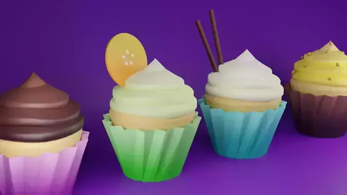 Blender3D  LOW POLY CUPCAKE MODEL