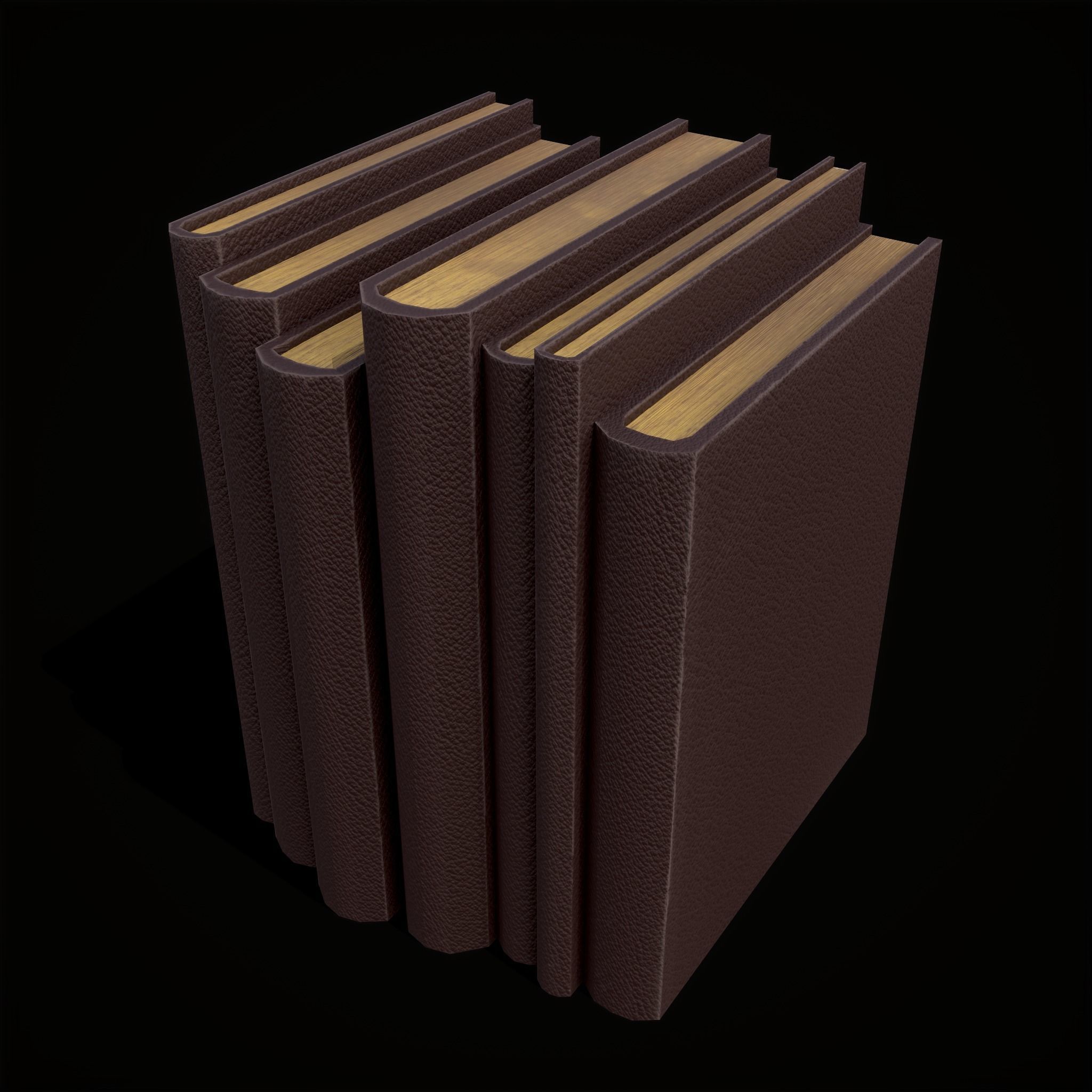 Simple Red Leather Books Low-poly 3D model_3