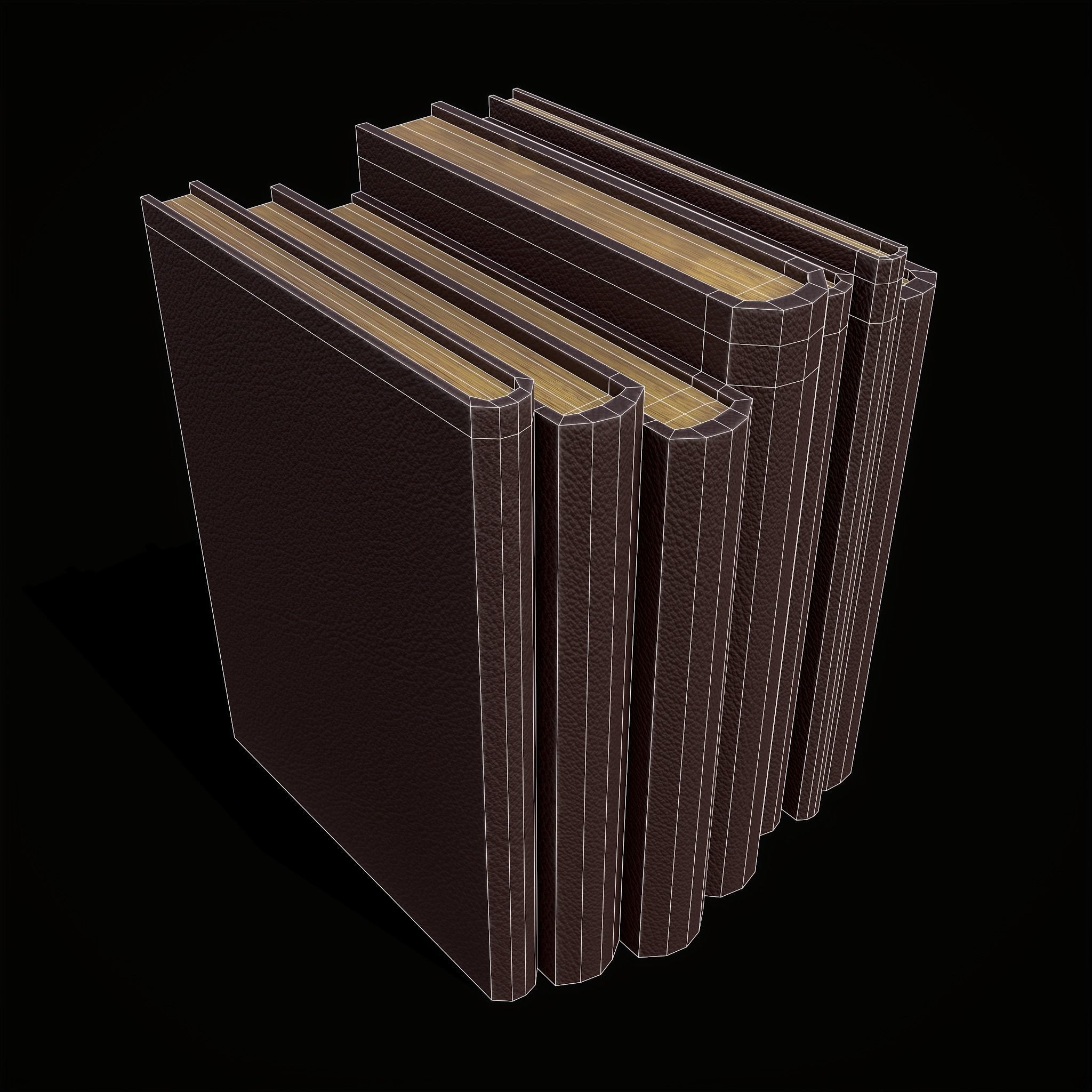 Simple Red Leather Books Low-poly 3D model_10