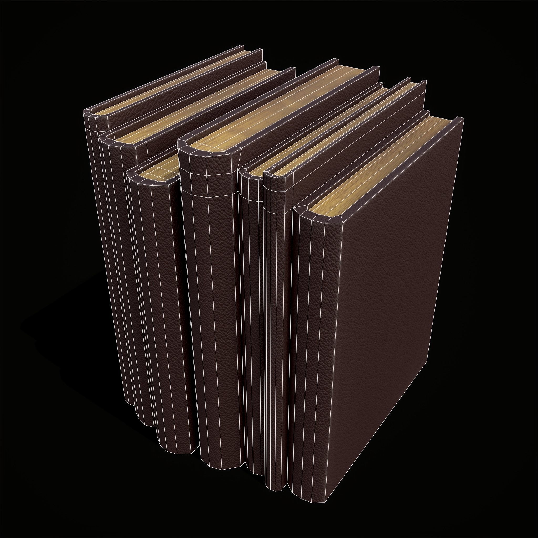 Simple Red Leather Books Low-poly 3D model_22