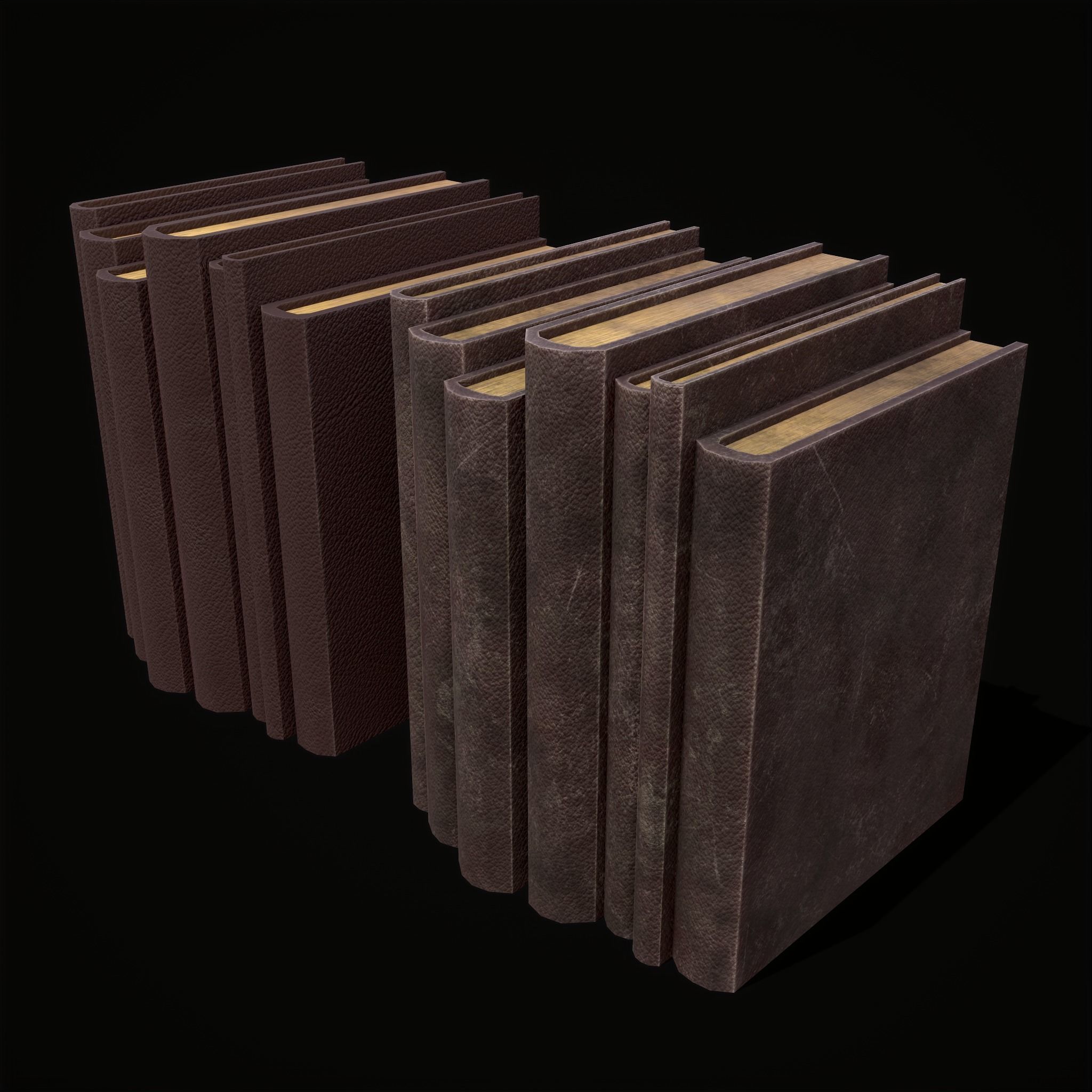 Simple Red Leather Books Low-poly 3D model_25