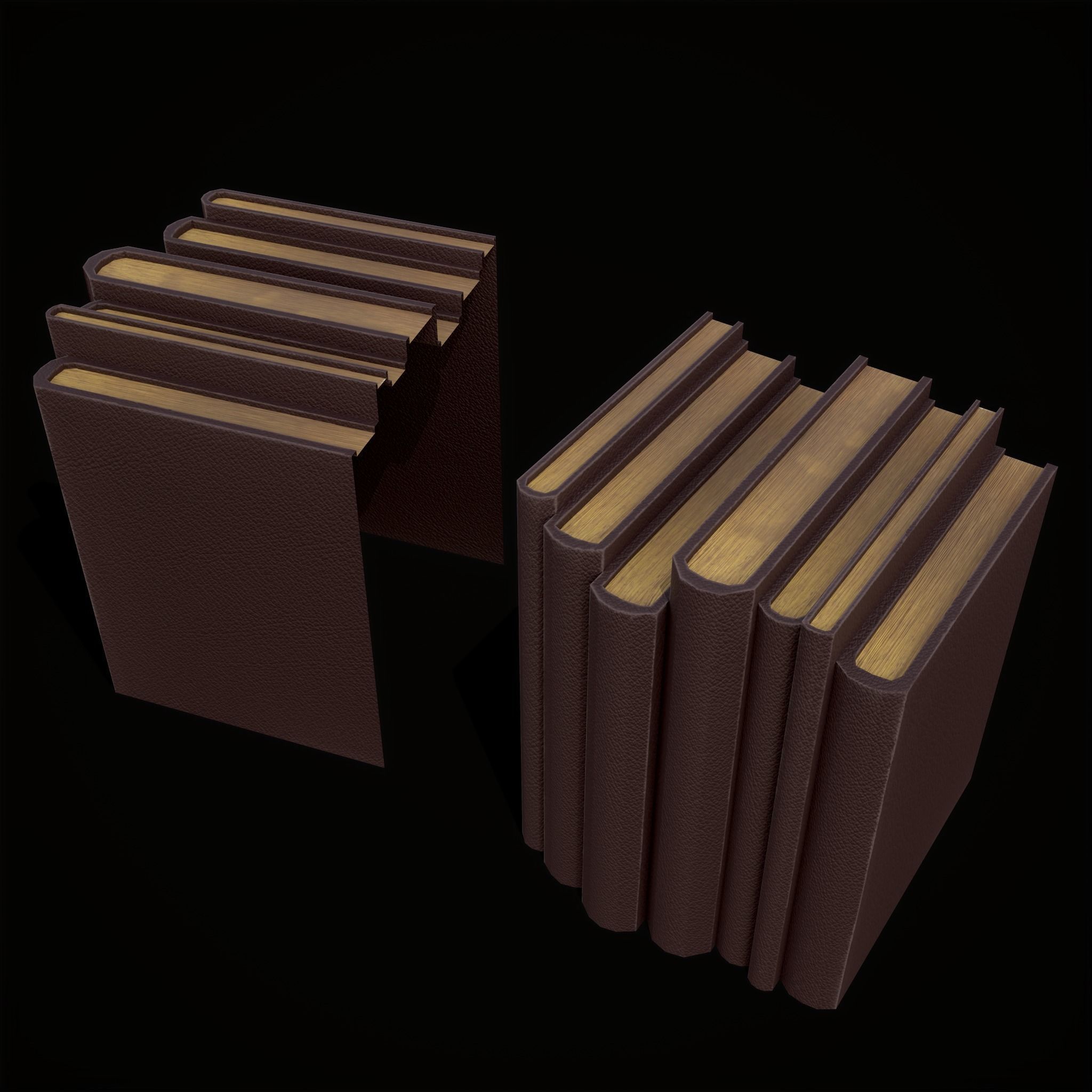 Simple Red Leather Books Low-poly 3D model_15