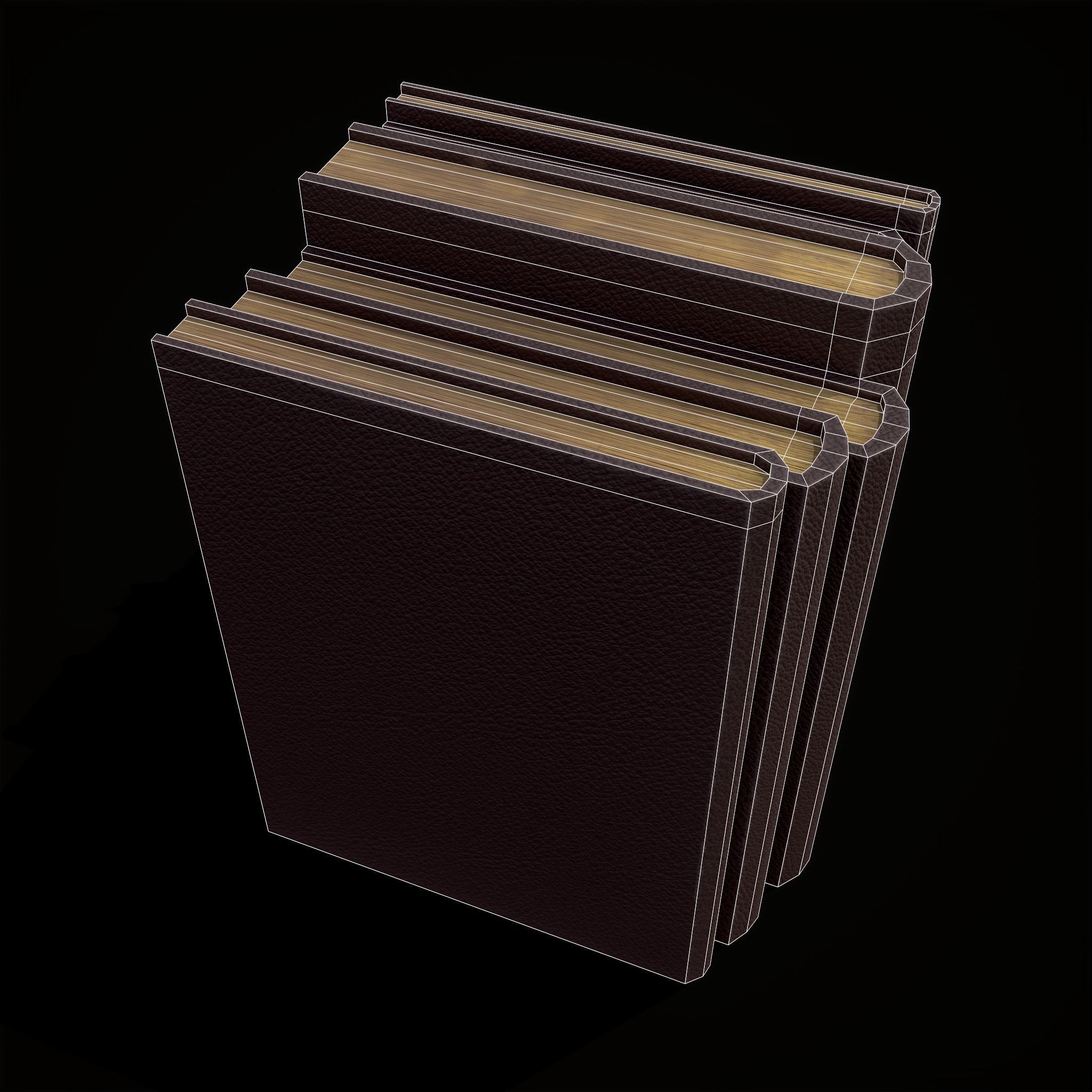 Simple Red Leather Books Low-poly 3D model_18