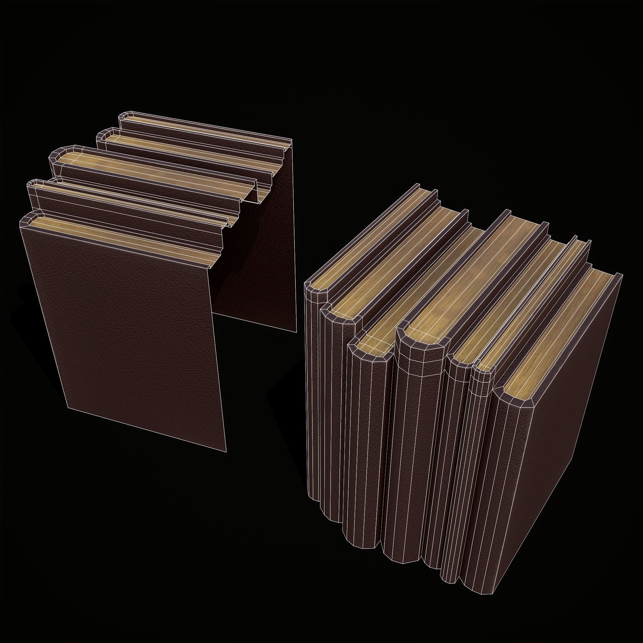 Simple Red Leather Books Low-poly 3D model_16