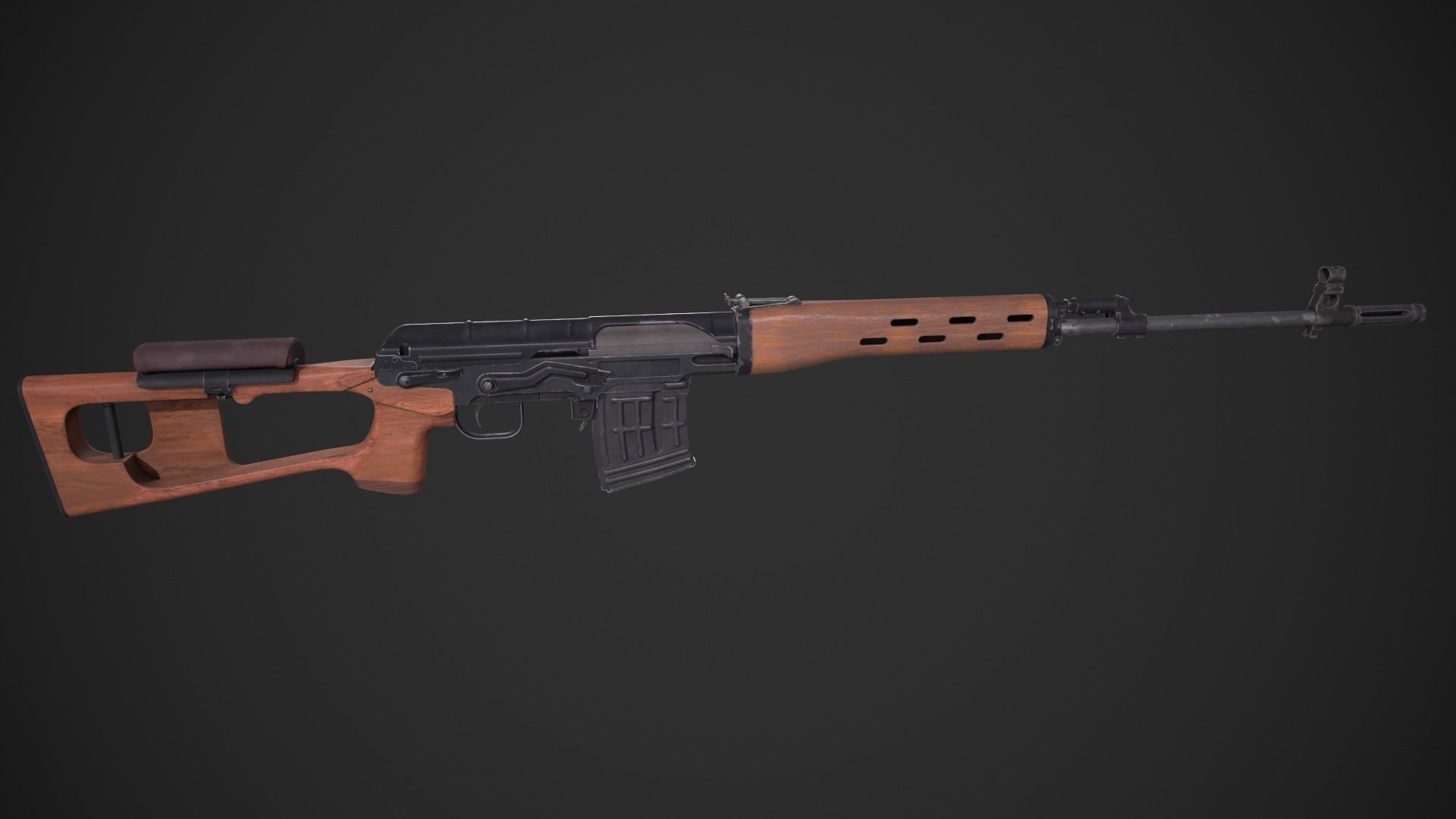 SVD Dragunov Sniper Rifle Low-poly 3D model_5