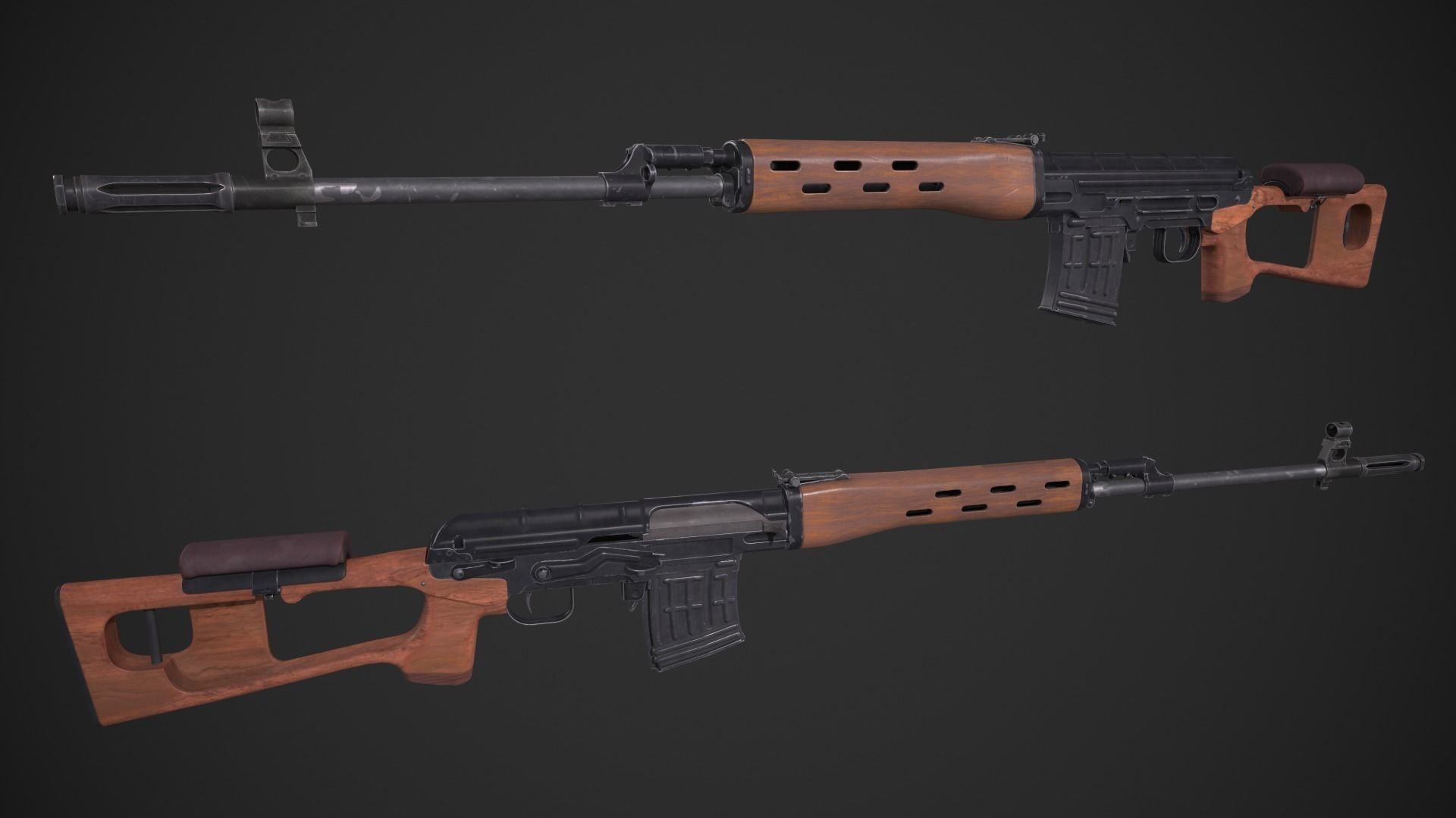 SVD Dragunov Sniper Rifle Low-poly 3D model_1
