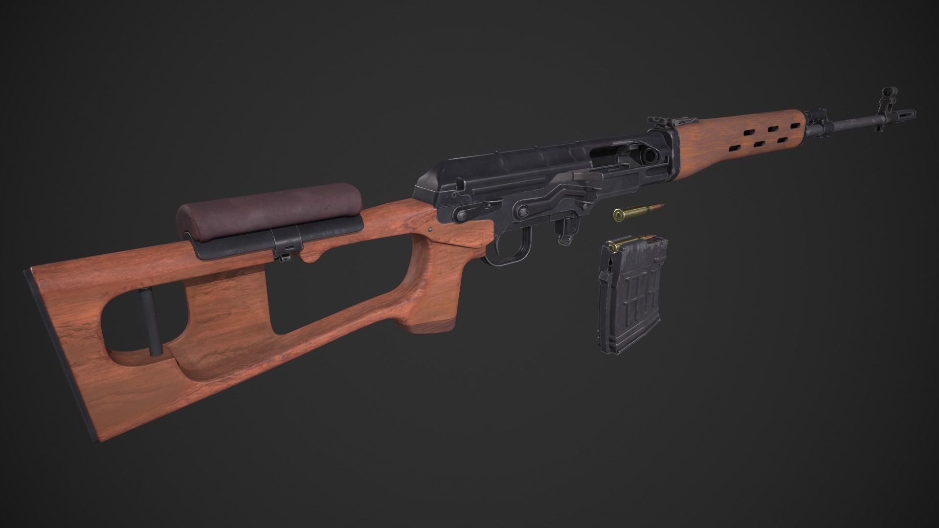 SVD Dragunov Sniper Rifle Low-poly 3D model_17