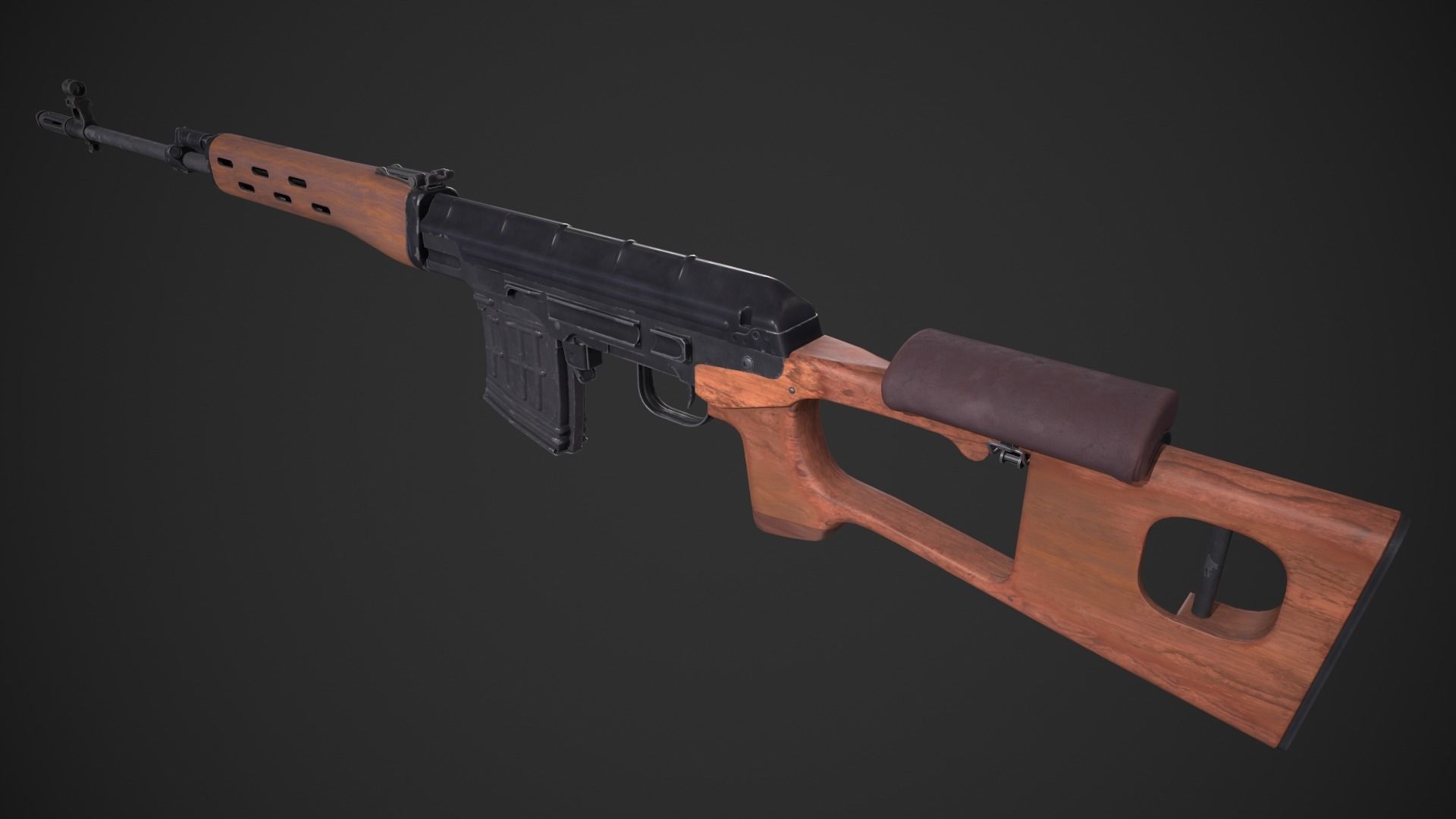 SVD Dragunov Sniper Rifle Low-poly 3D model_11