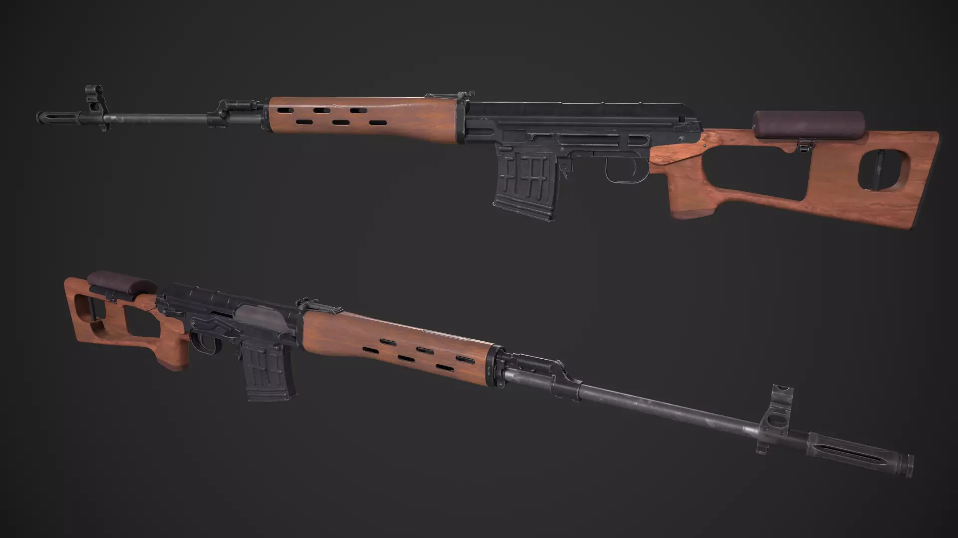 SVD Dragunov Sniper Rifle Low-poly 3D model_0
