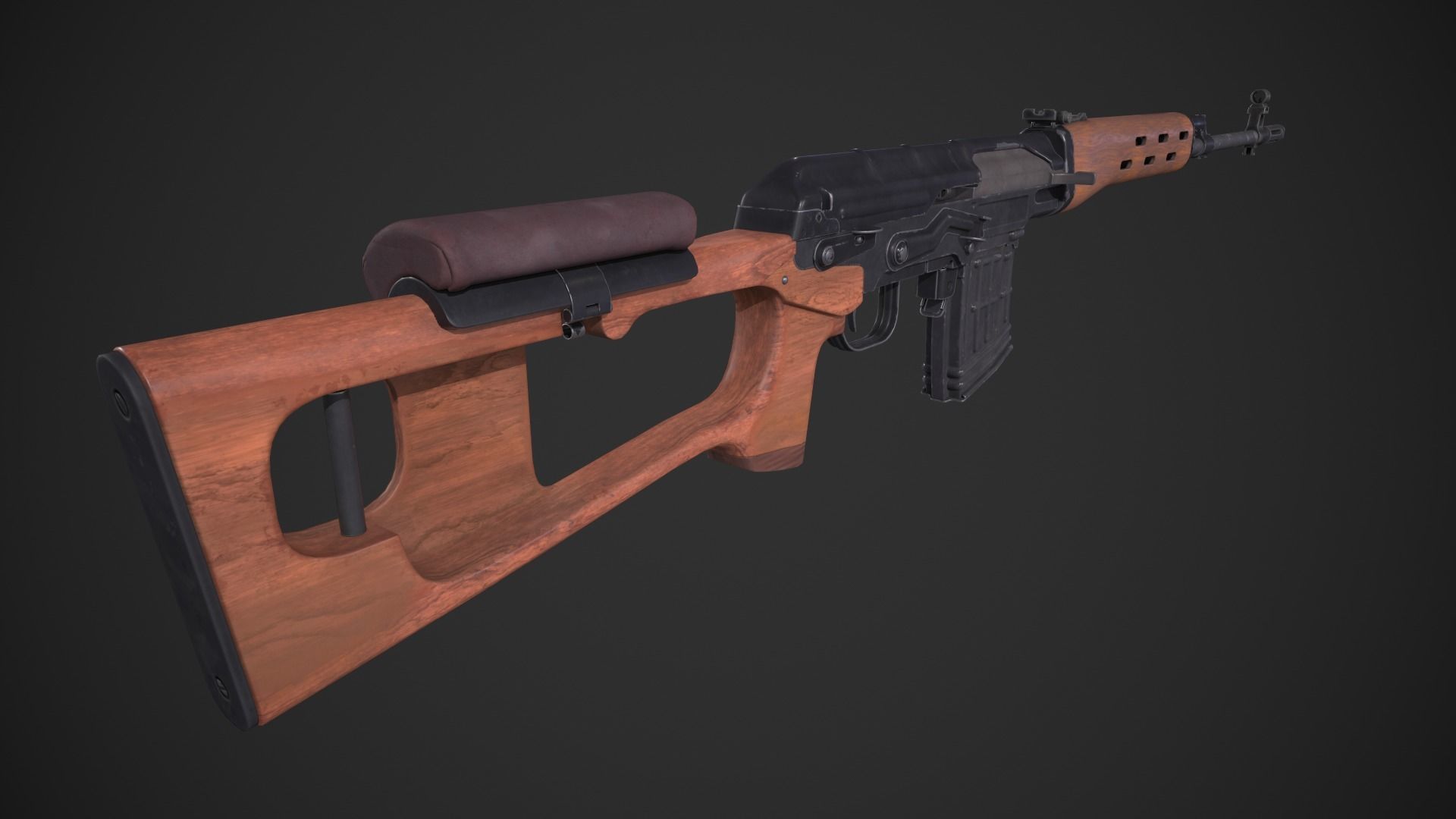 SVD Dragunov Sniper Rifle Low-poly 3D model_9