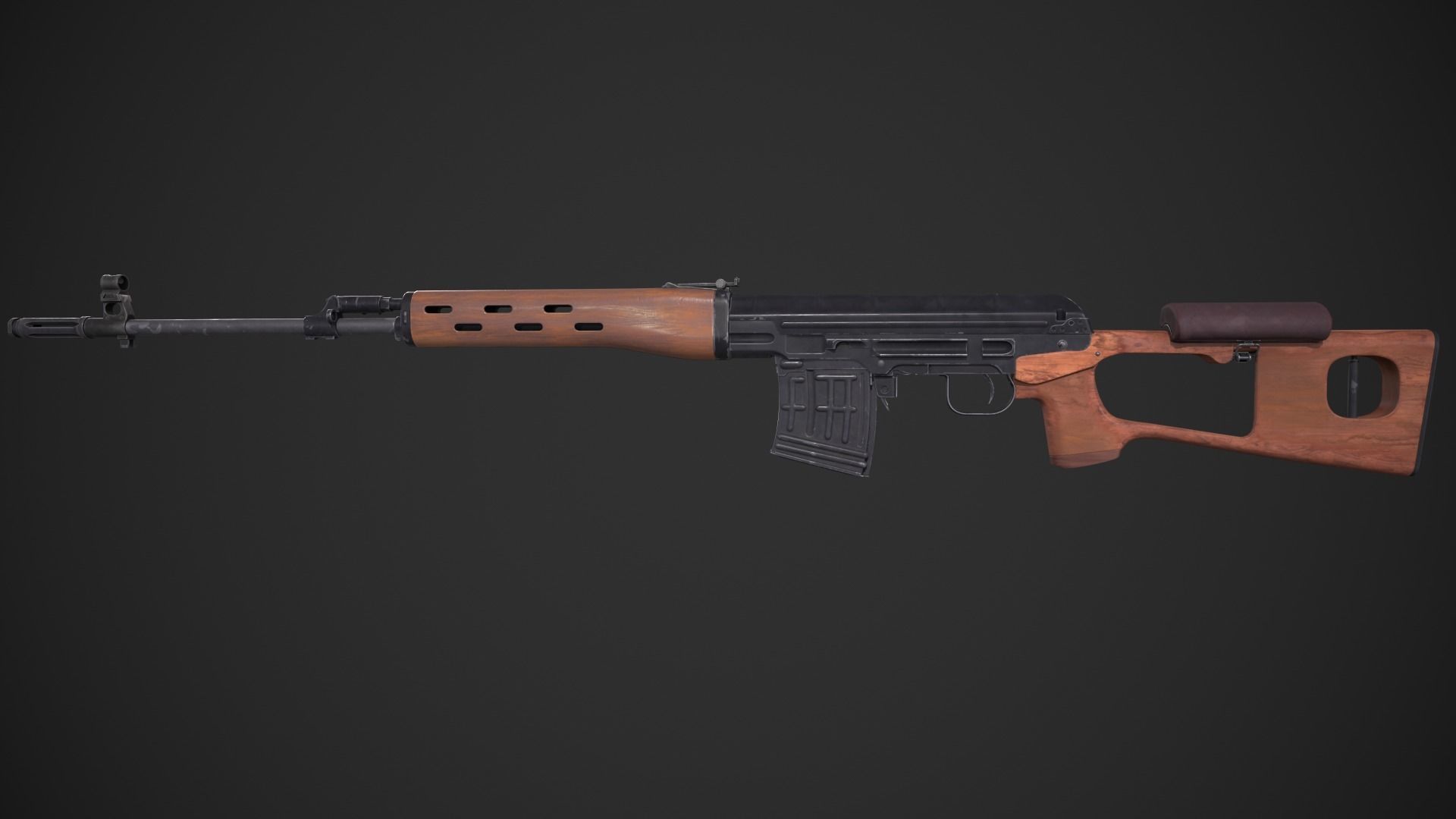 SVD Dragunov Sniper Rifle Low-poly 3D model_7