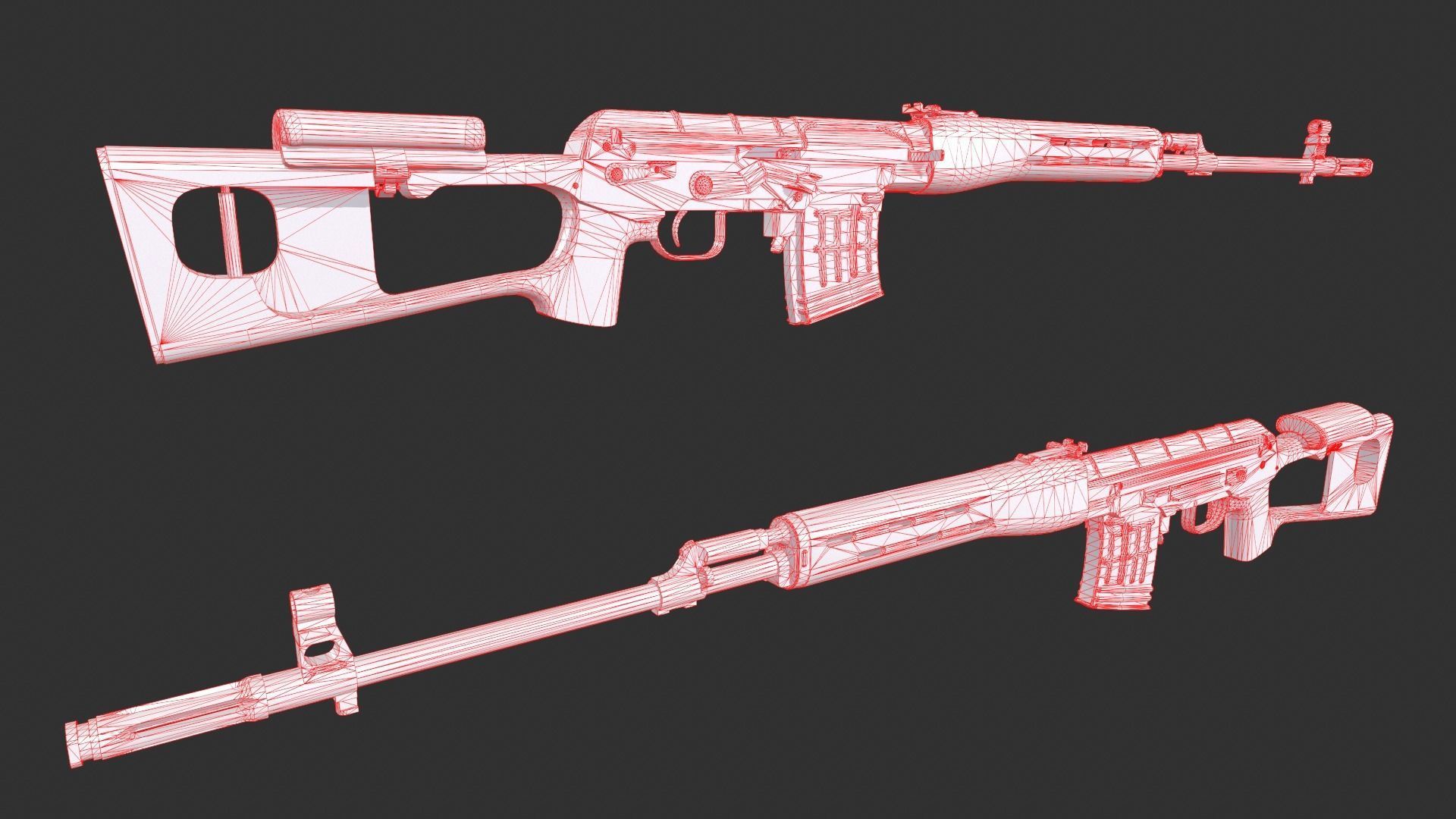 SVD Dragunov Sniper Rifle Low-poly 3D model_4