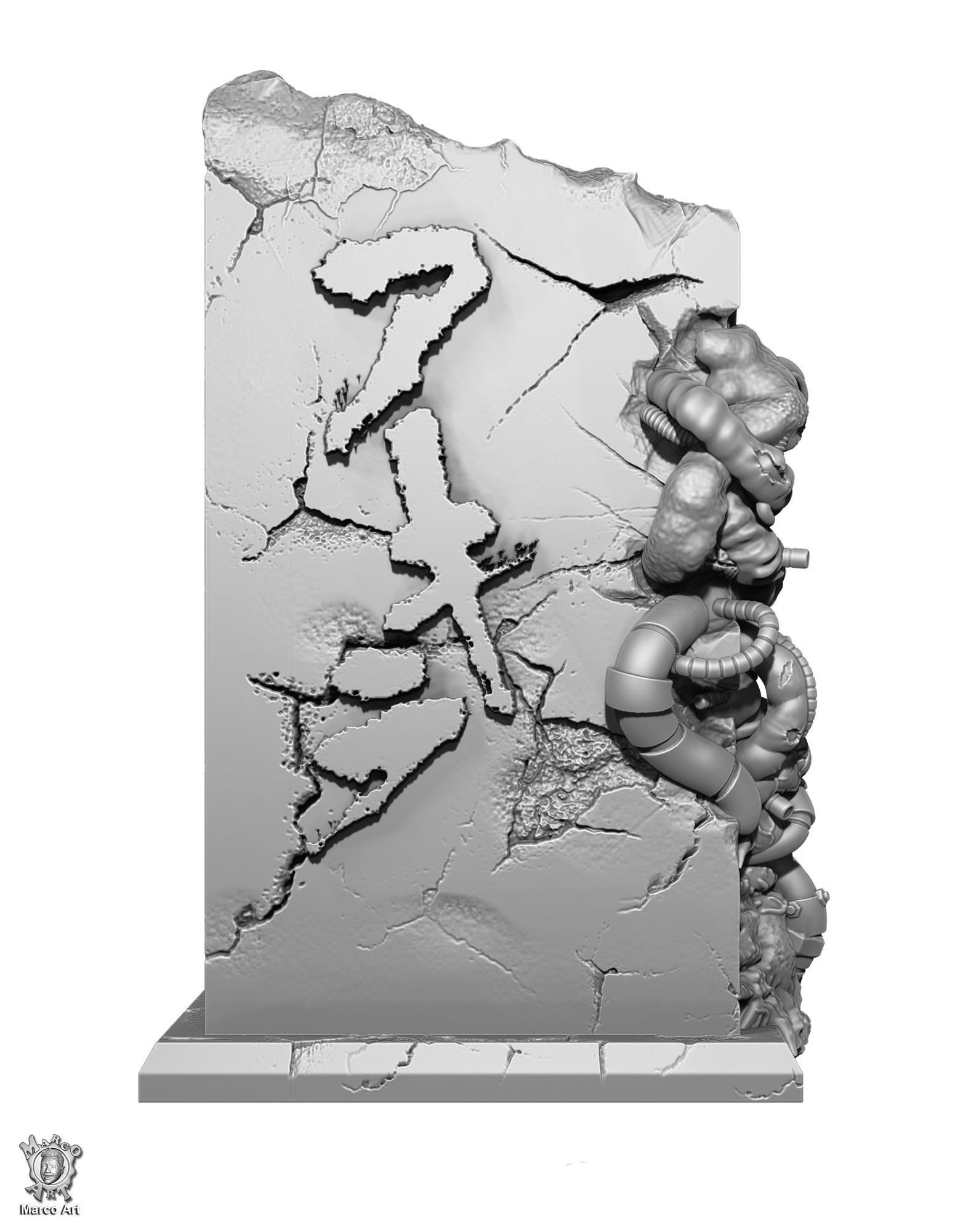 Akira statue of man on throne 3D print model_1