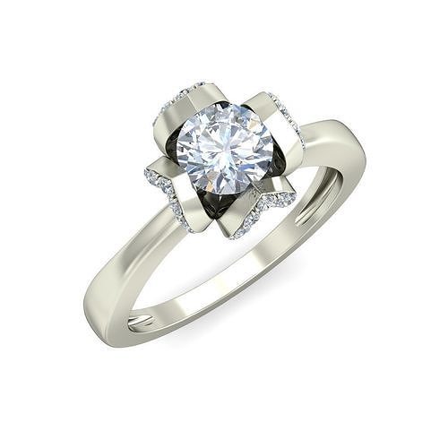 Solitaire Engagement Wedding Women Ring 3D print model