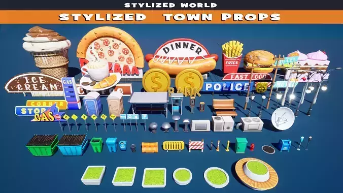 Town Props Pack Stylized