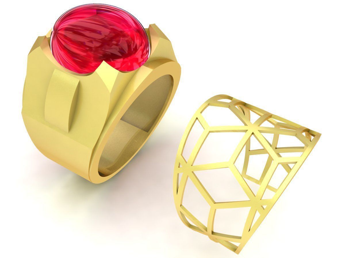 fengshui korea oval ruby men ring 3414 3D print model_6