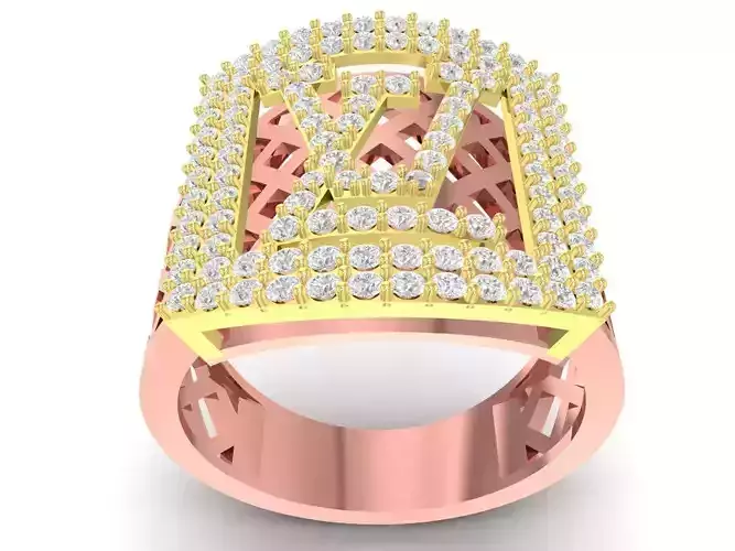 lucky korea diamond letter women ring 3415