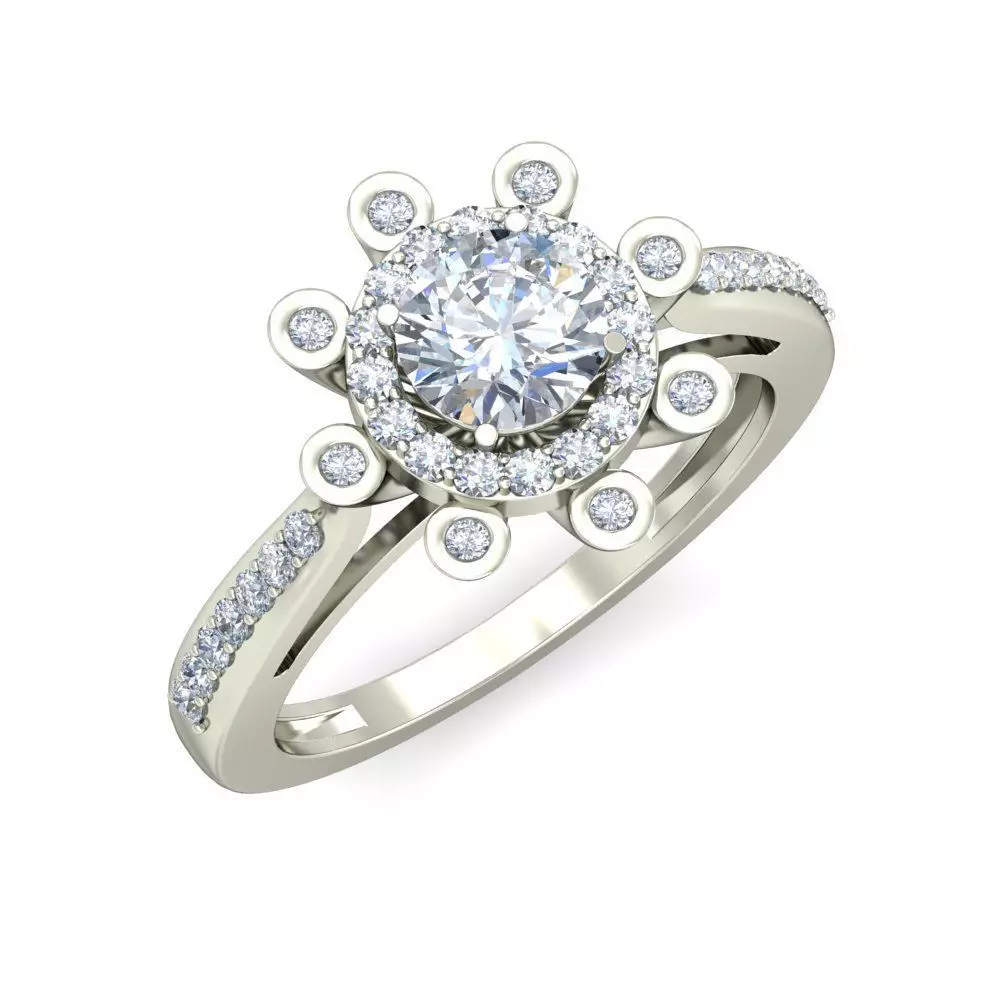 Women Wedding Engagement Flower Ring 3D print model