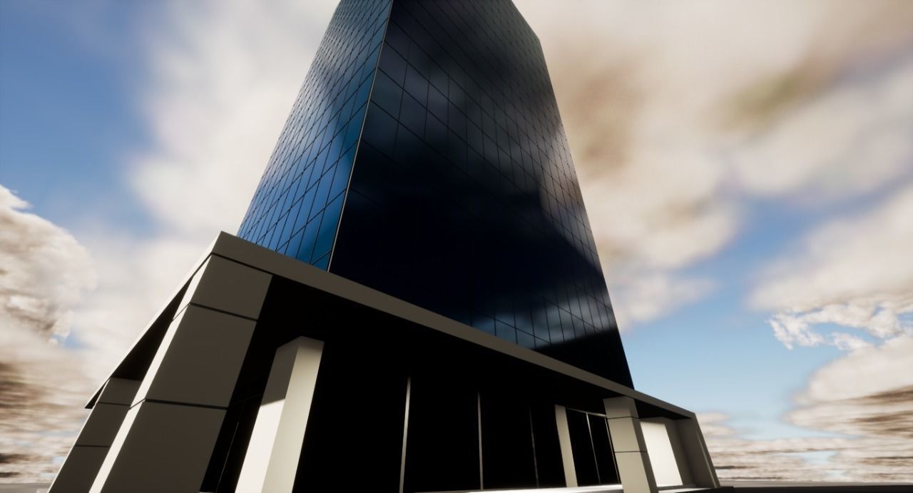 Office Glass Building or Commercial  Low-poly 3D model_1