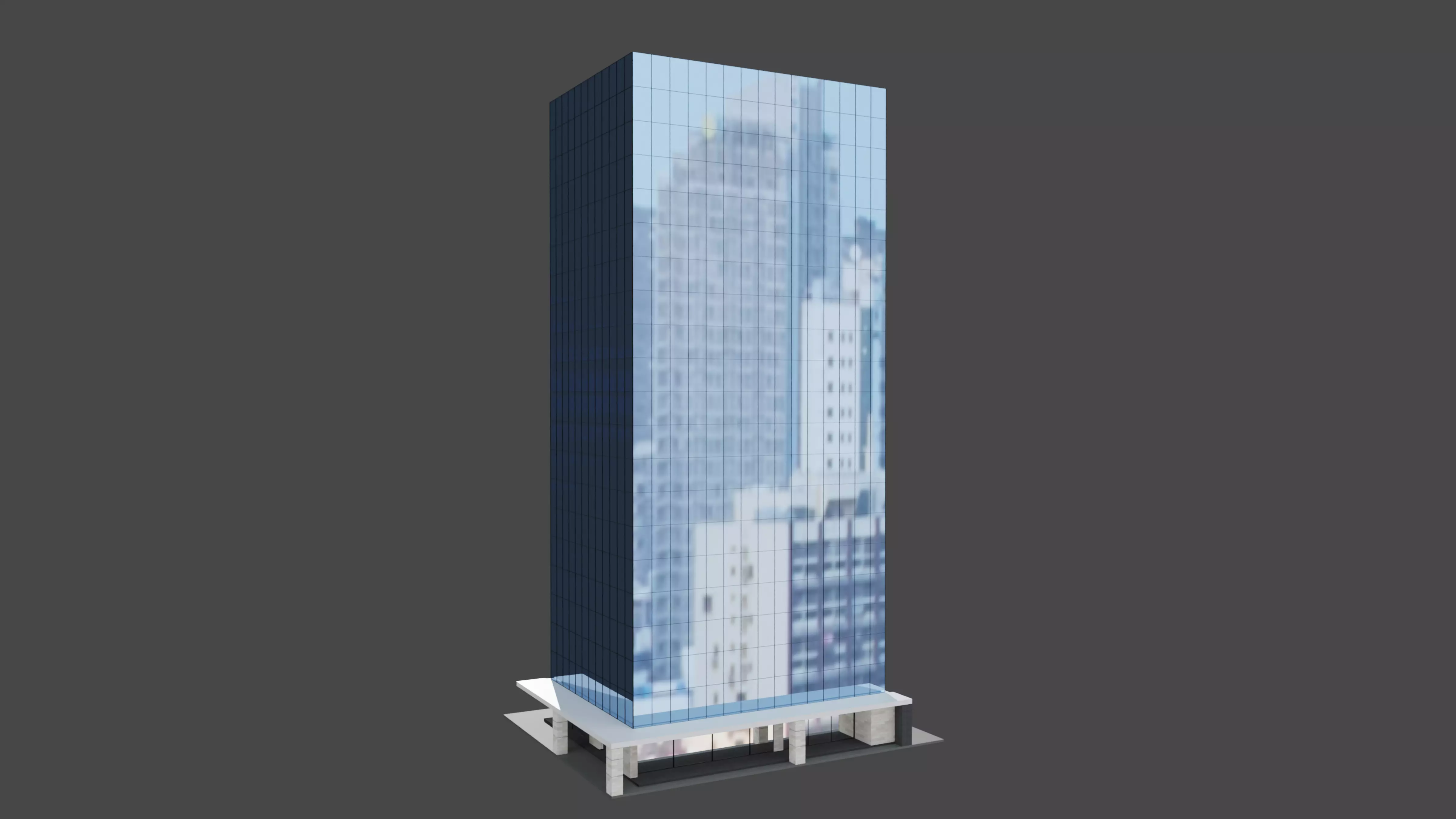 Office Glass Building or Commercial  Low-poly 3D model_0