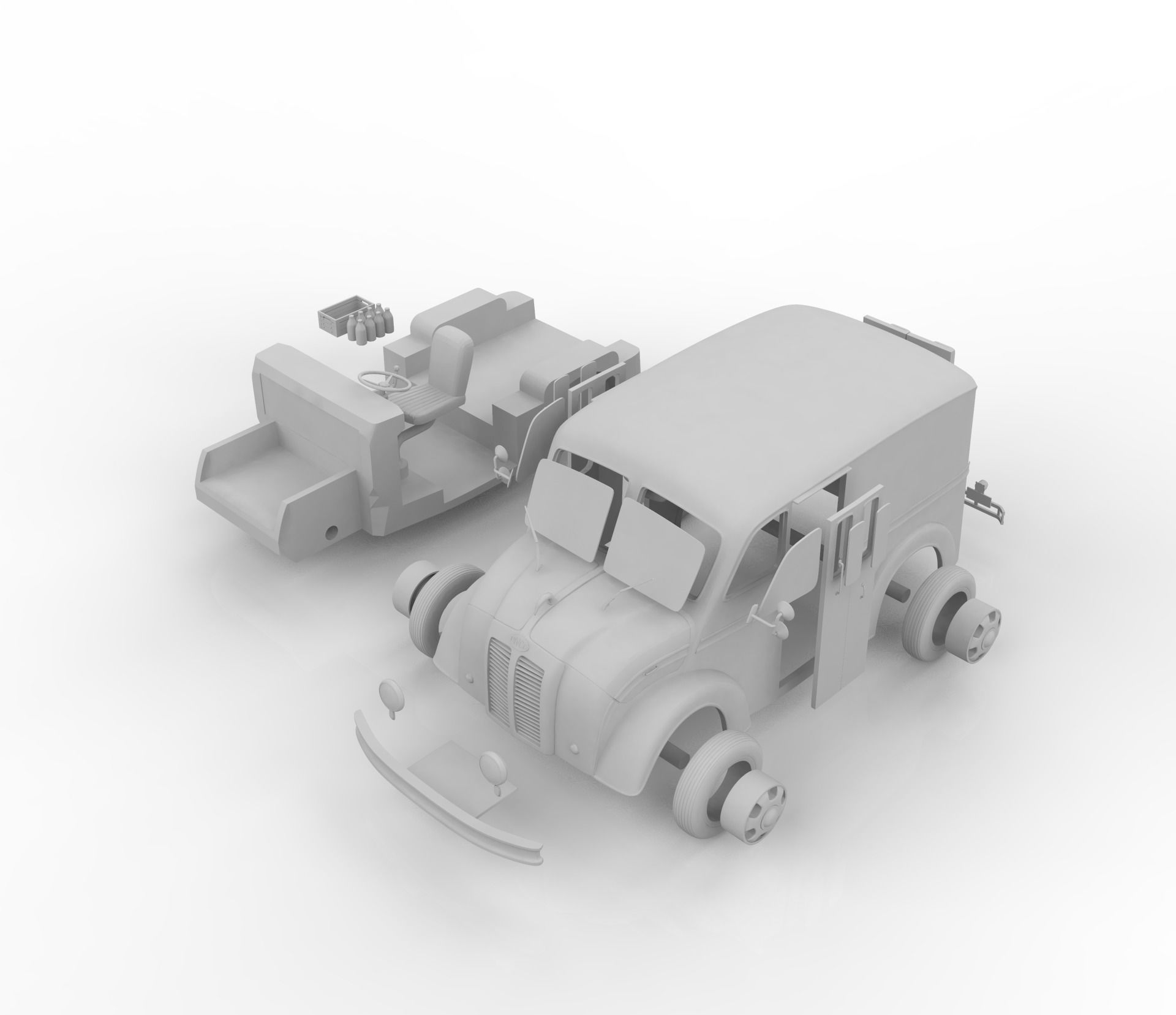 Divco 206 Milk Truck 1953 3D print model_15