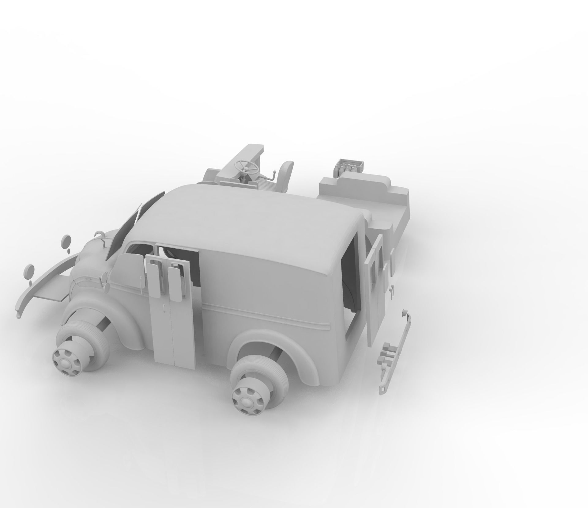 Divco 206 Milk Truck 1953 3D print model_8