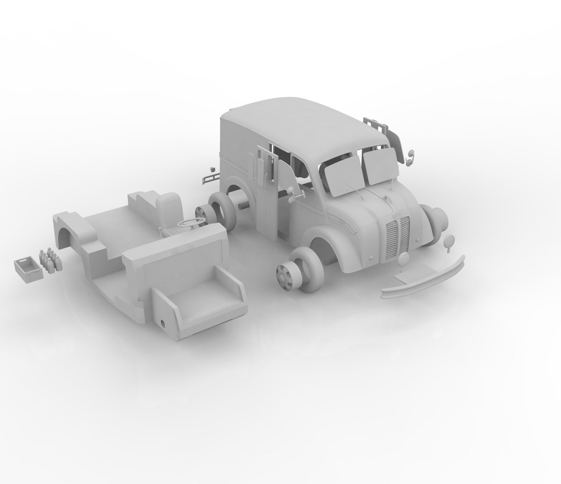 Divco 206 Milk Truck 1953 3D print model_11