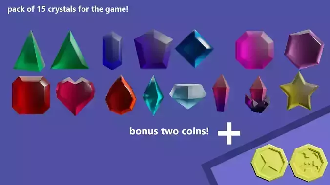 low-poly crystal pack game ready Low-poly 3D model