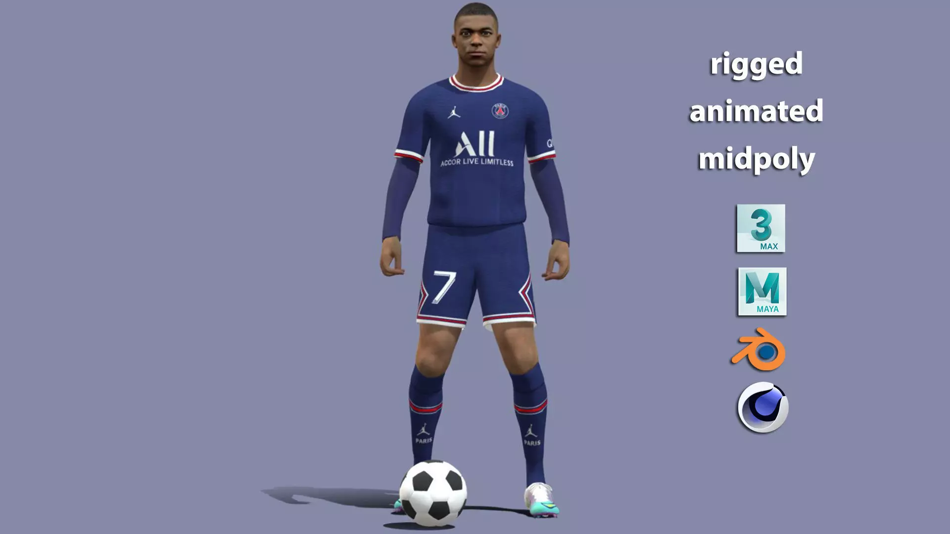 3D Rigged Kylian Mbappe  3D model_0