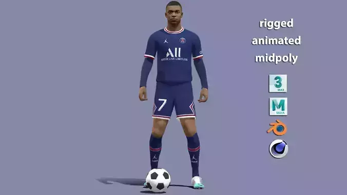 3D Rigged Kylian Mbappe  3D model