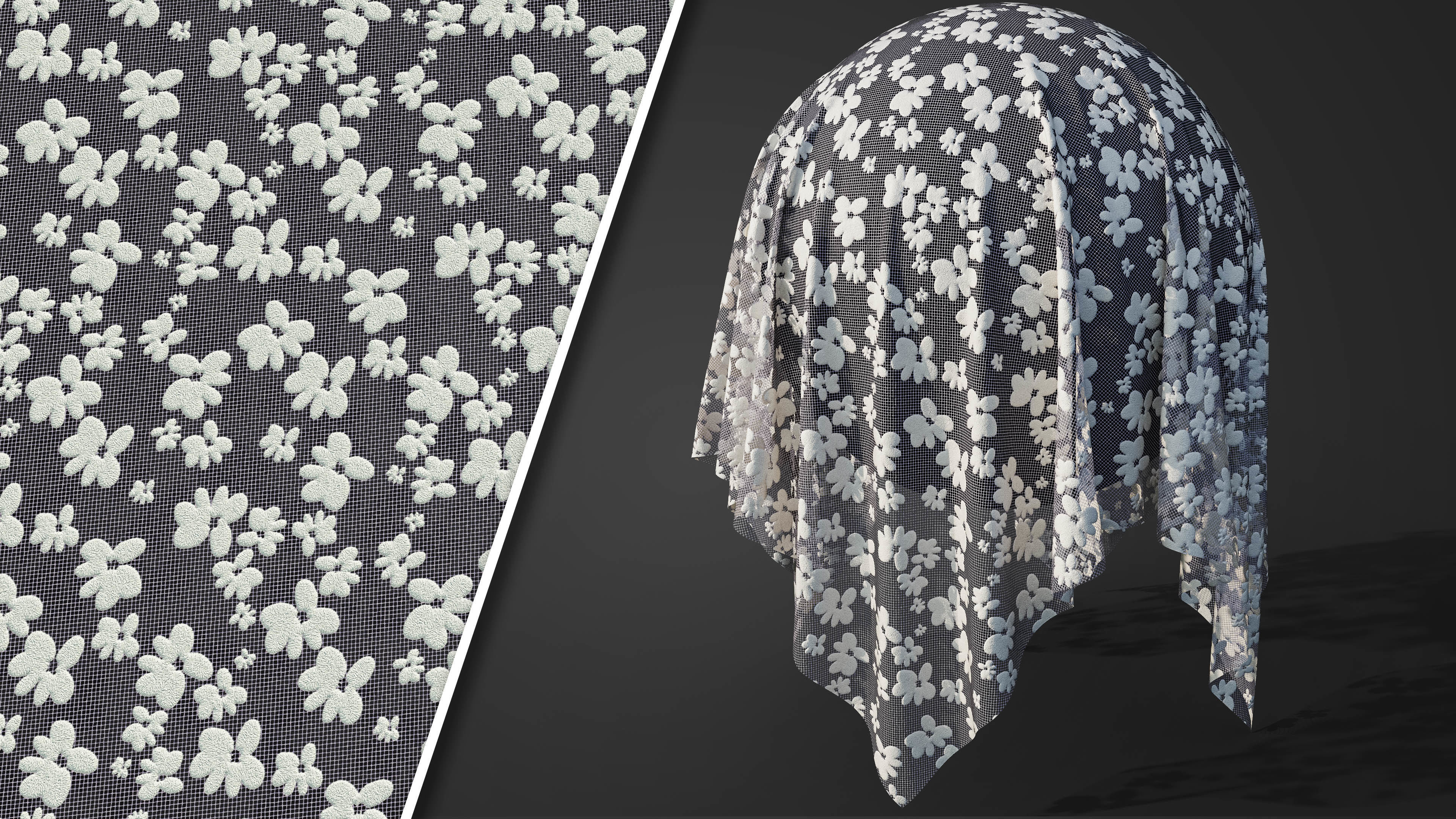 50 Lace Fabric Texture  Sbsar  VideoTutorial Vol03 3D model_14