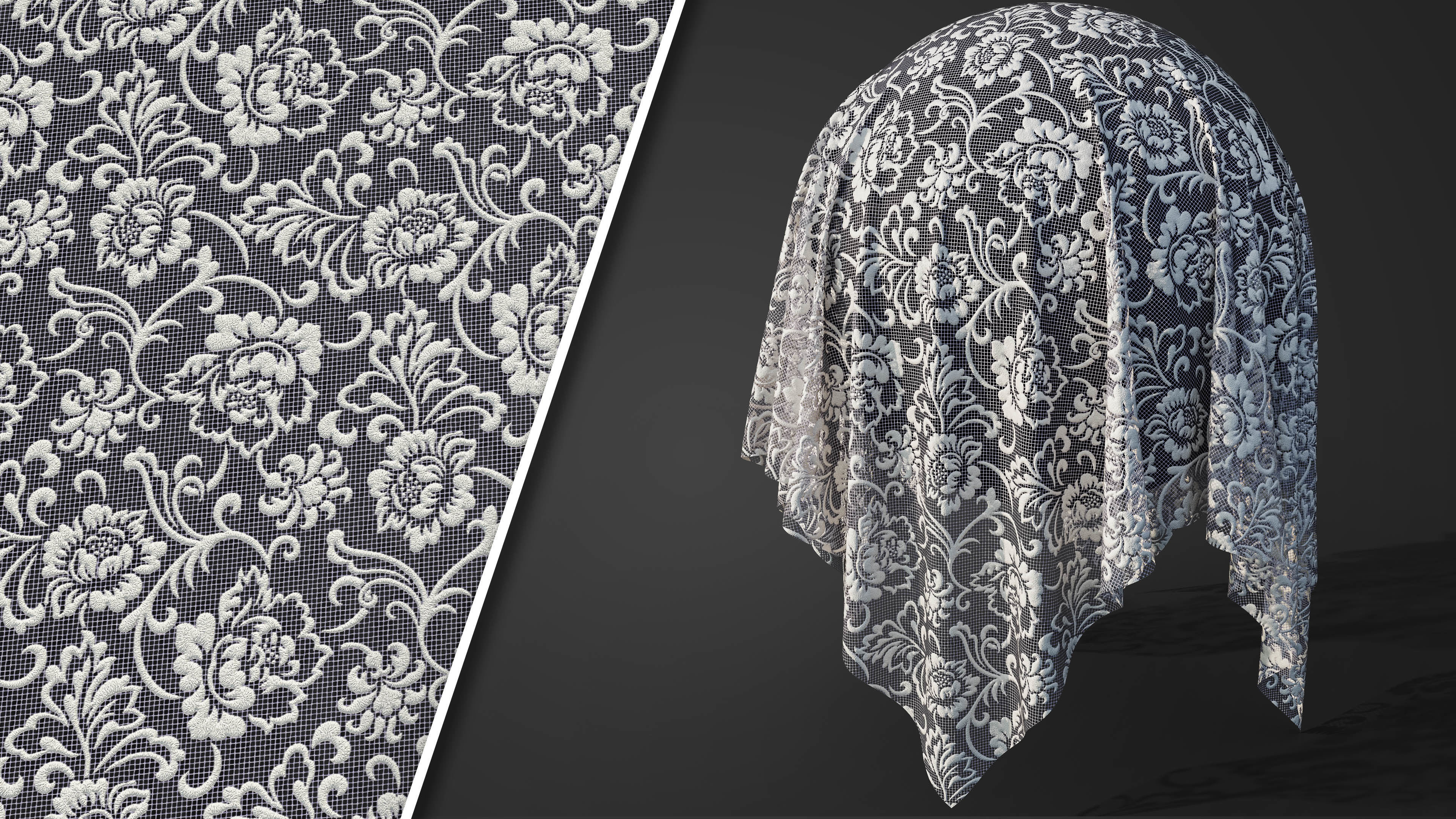 50 Lace Fabric Texture  Sbsar  VideoTutorial Vol03 3D model_4