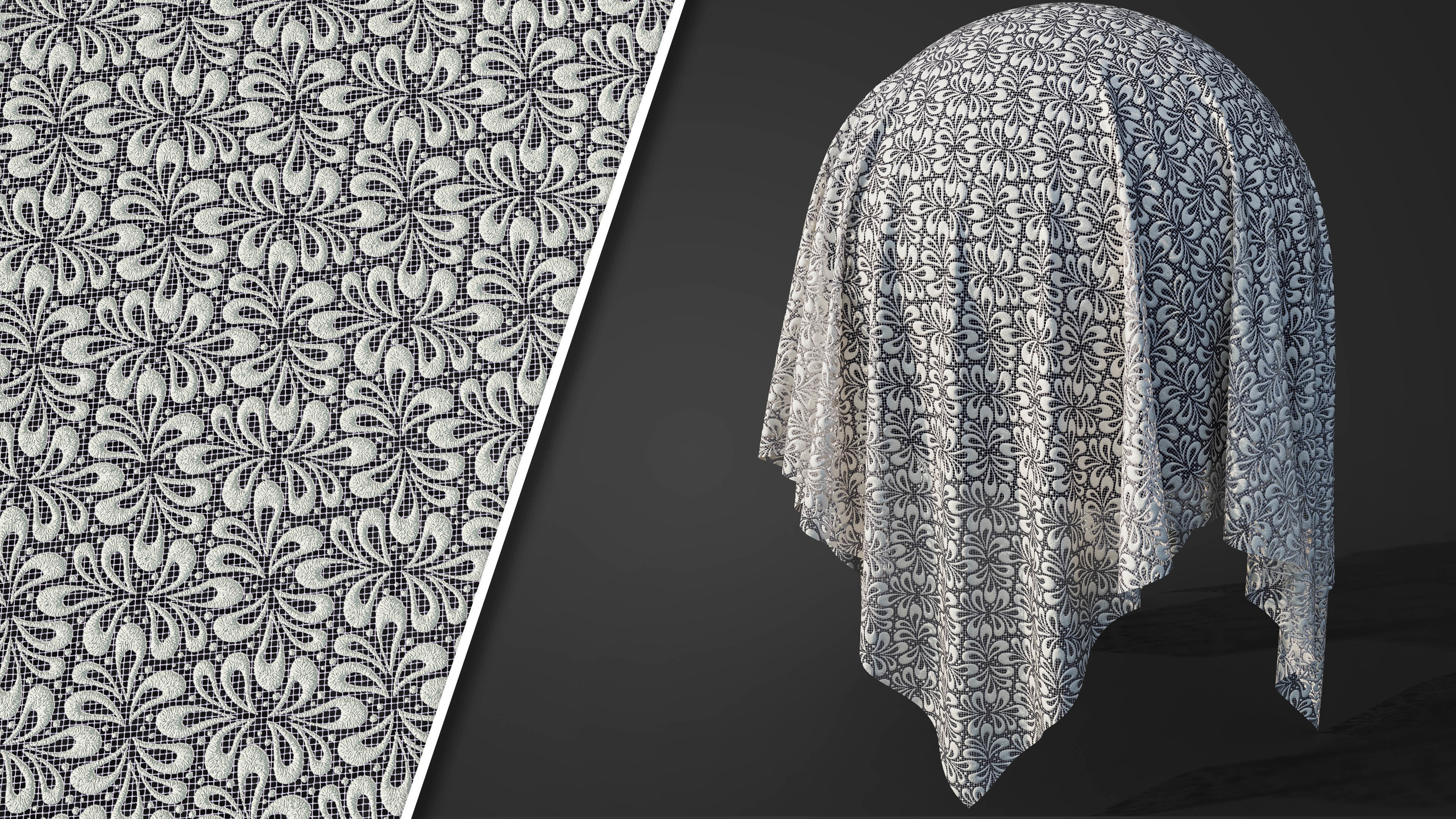 50 Lace Fabric Texture  Sbsar  VideoTutorial Vol03 3D model_10