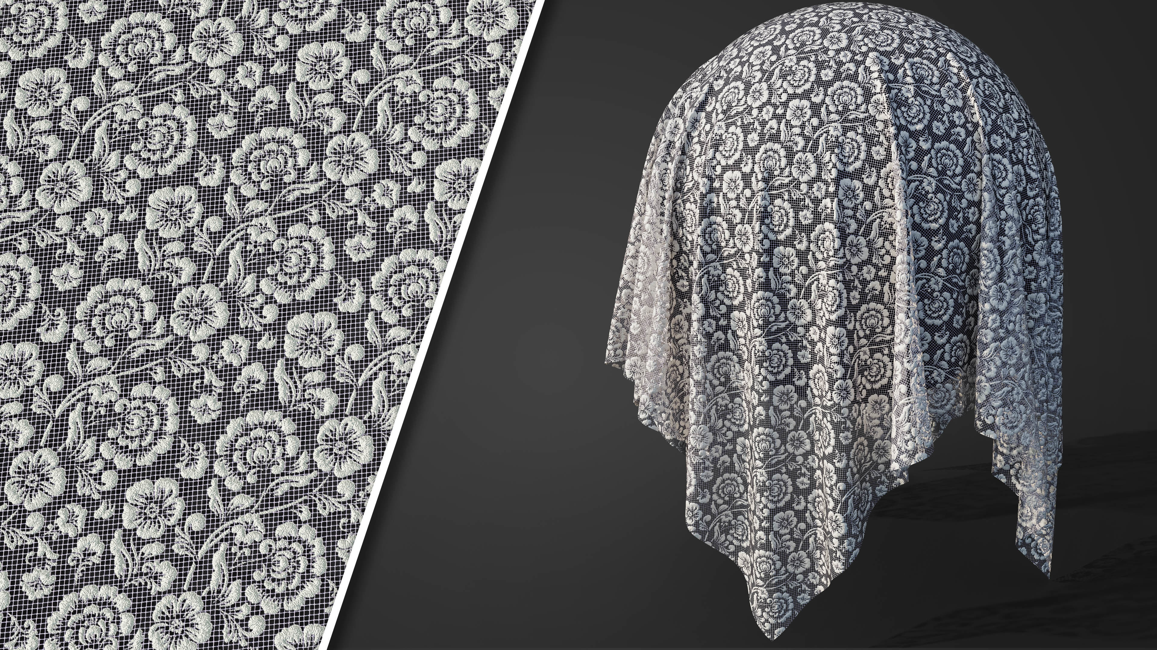 50 Lace Fabric Texture  Sbsar  VideoTutorial Vol03 3D model_9