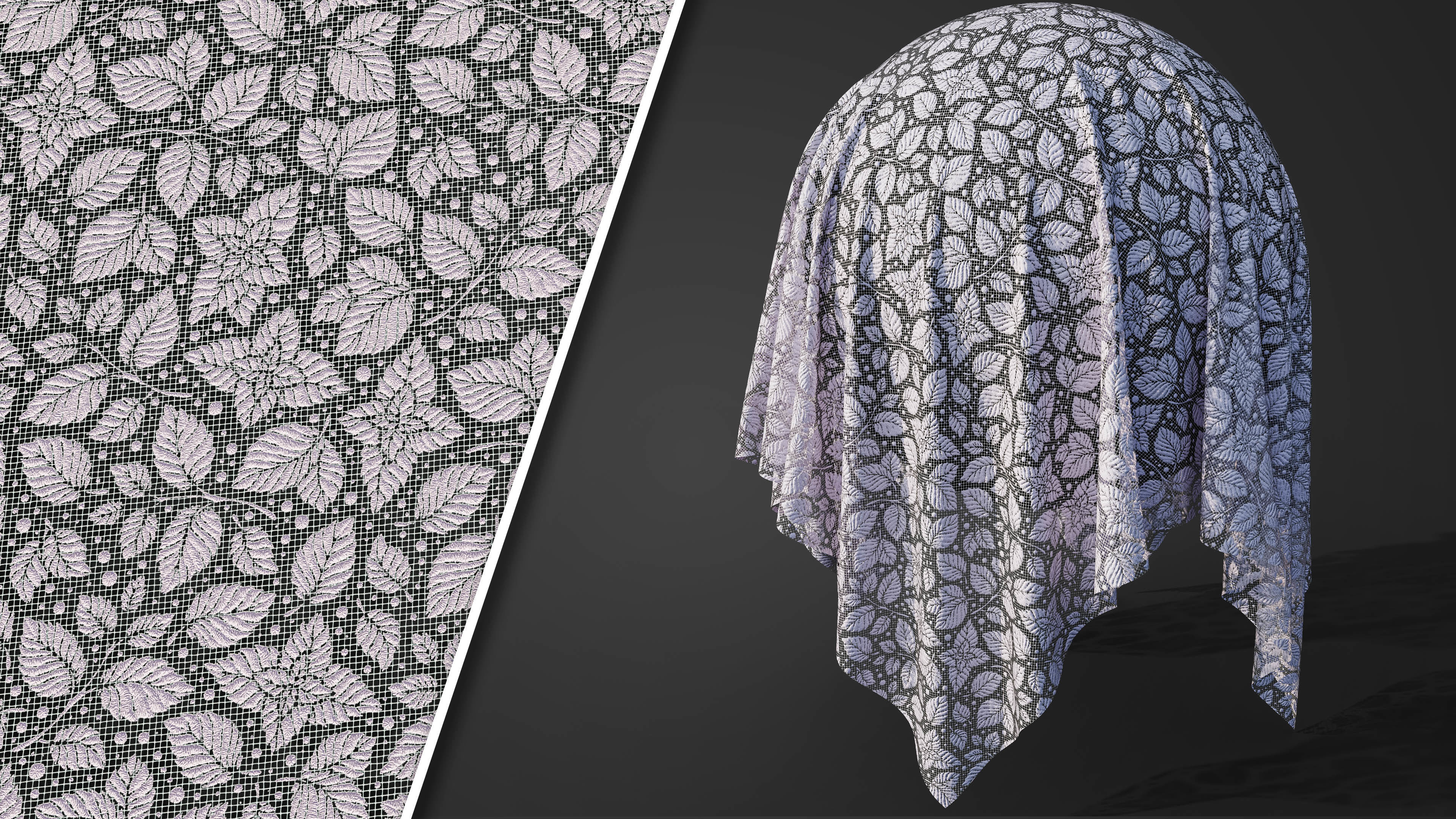 50 Lace Fabric Texture  Sbsar  VideoTutorial Vol03 3D model_7