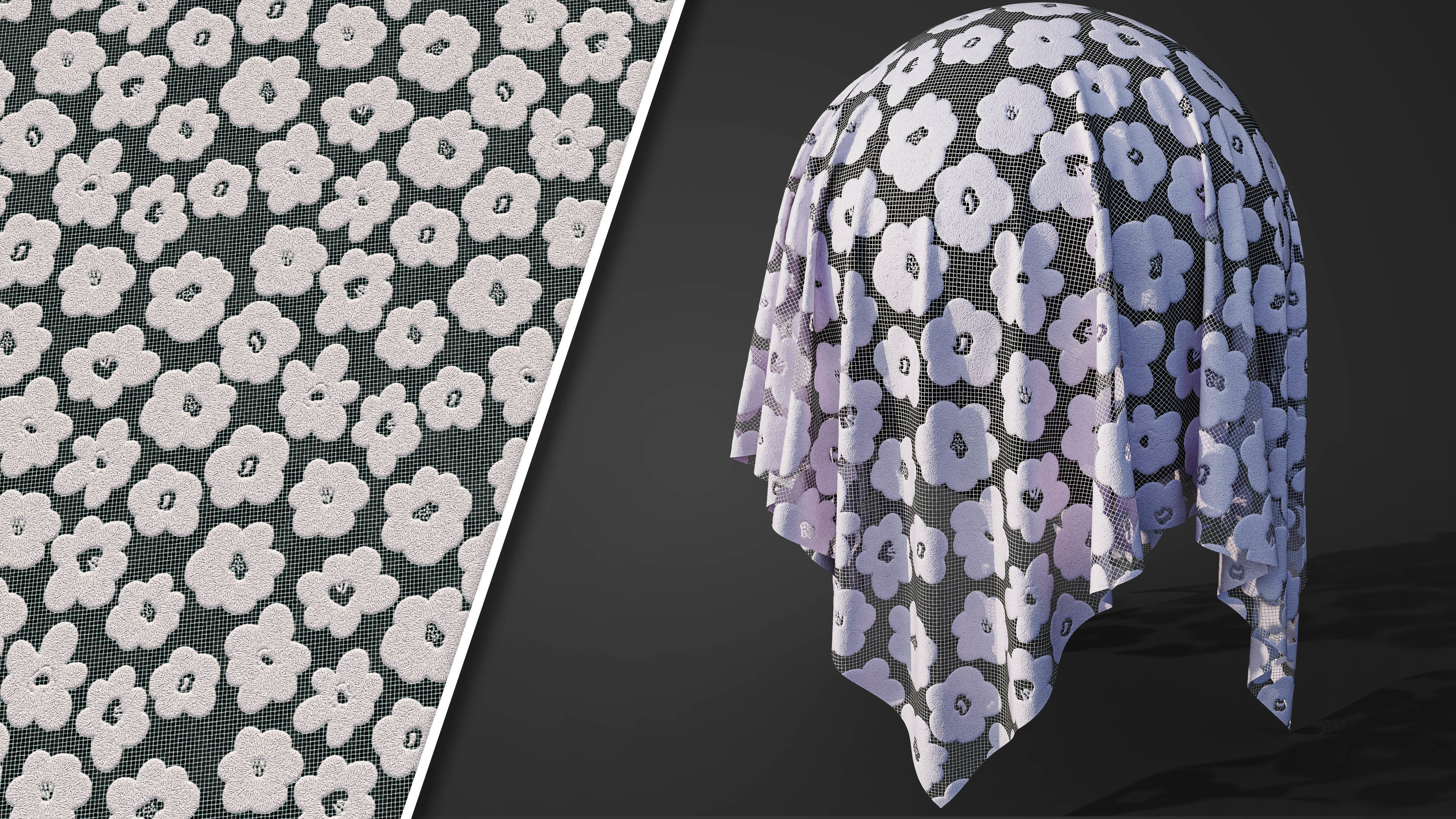 50 Lace Fabric Texture  Sbsar  VideoTutorial Vol03 3D model_2