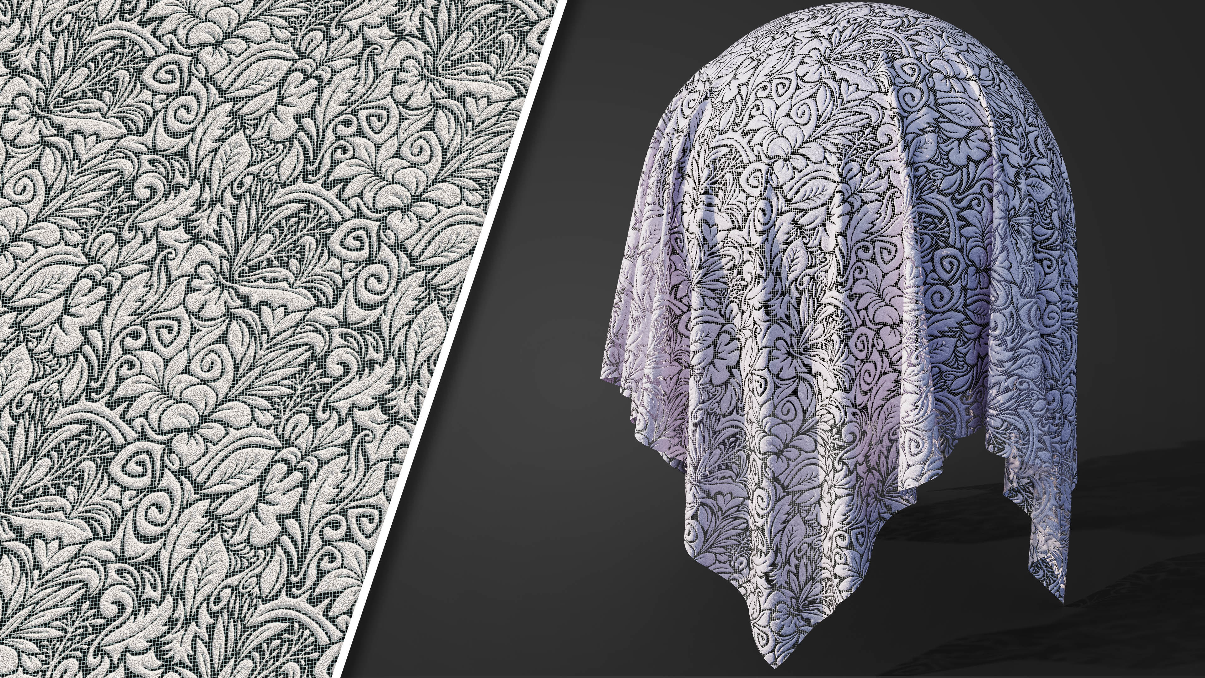 50 Lace Fabric Texture  Sbsar  VideoTutorial Vol03 3D model_12