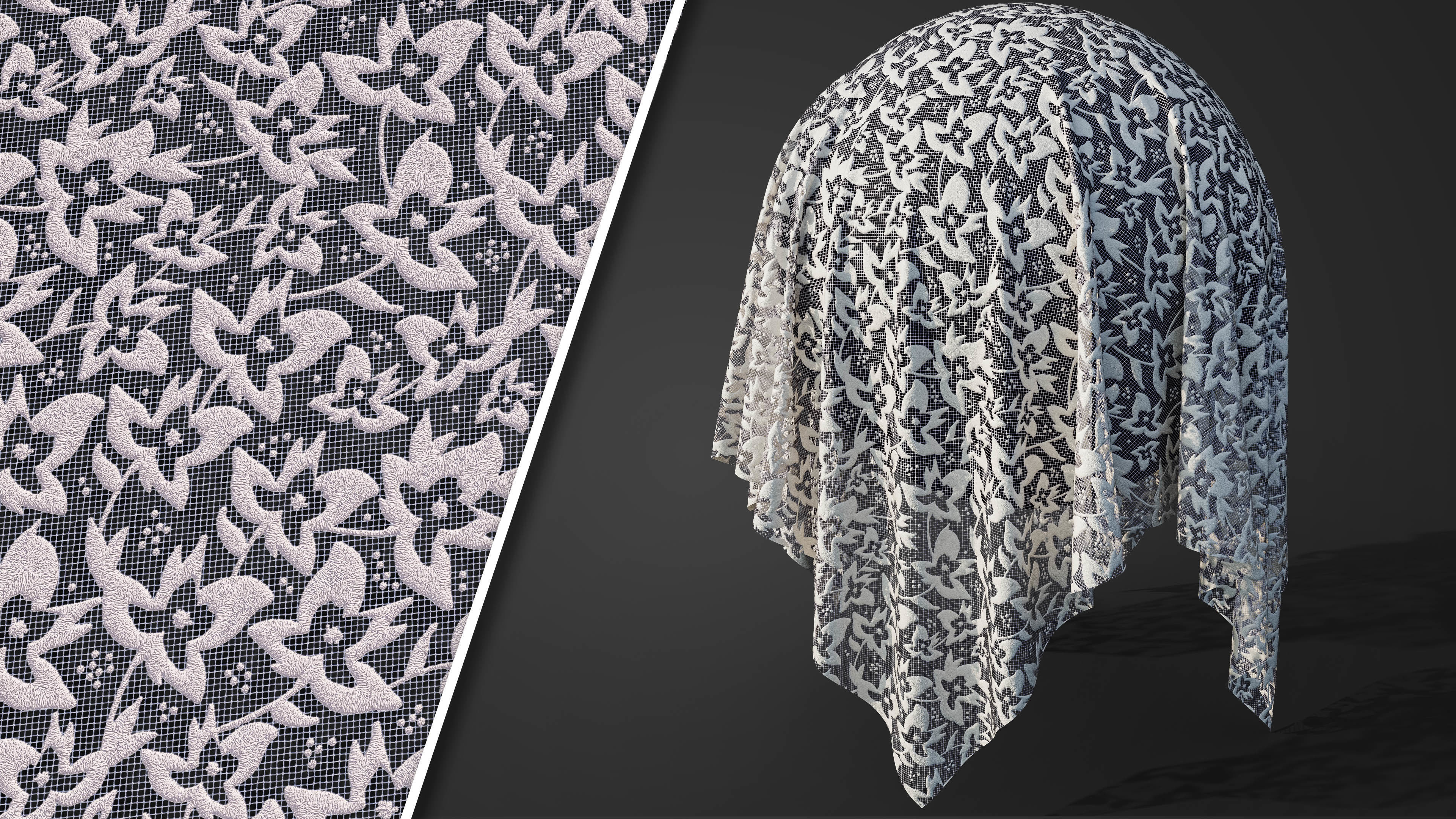 50 Lace Fabric Texture  Sbsar  VideoTutorial Vol03 3D model_15