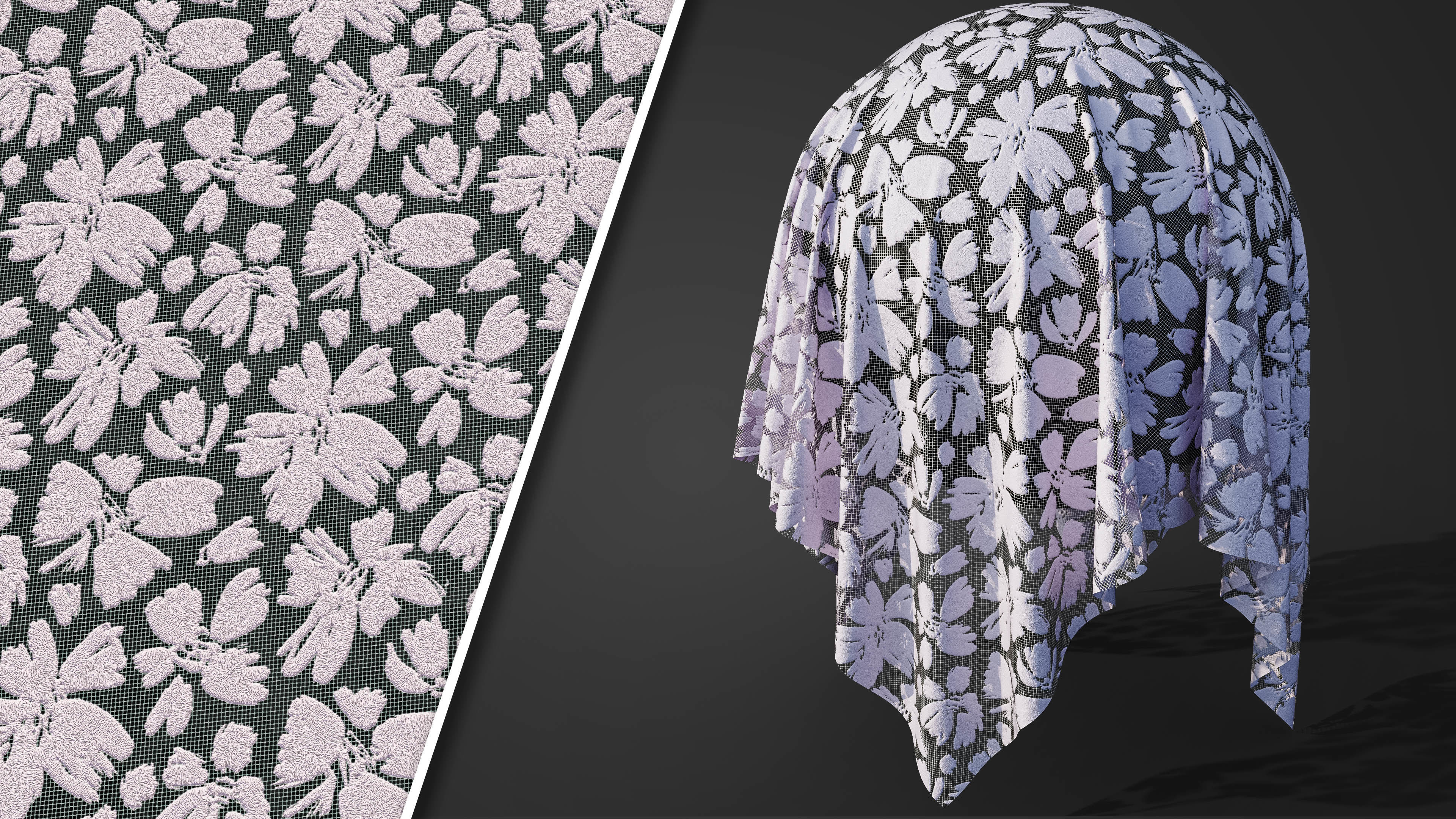 50 Lace Fabric Texture  Sbsar  VideoTutorial Vol03 3D model_6