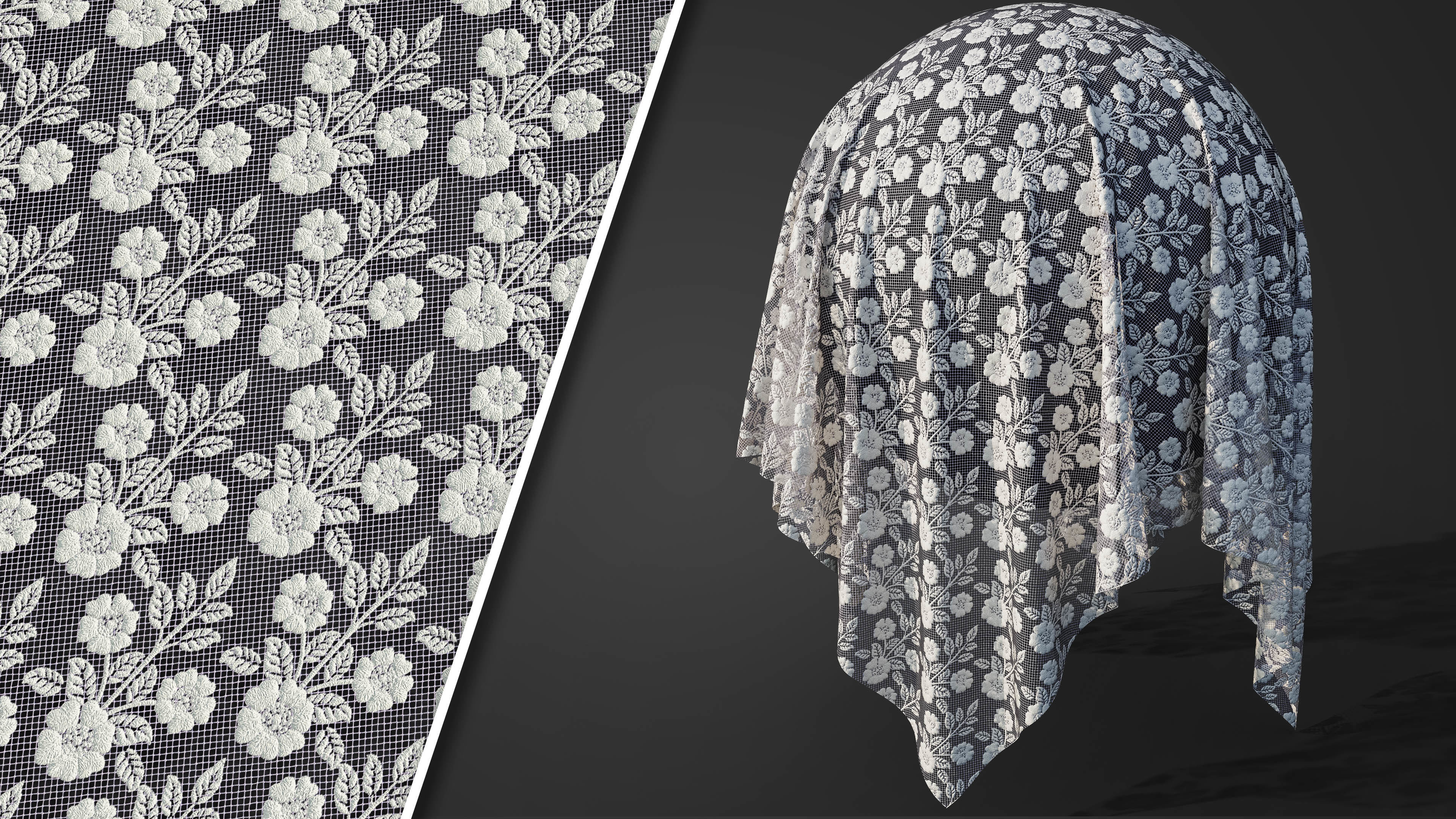 50 Lace Fabric Texture  Sbsar  VideoTutorial Vol03 3D model_8