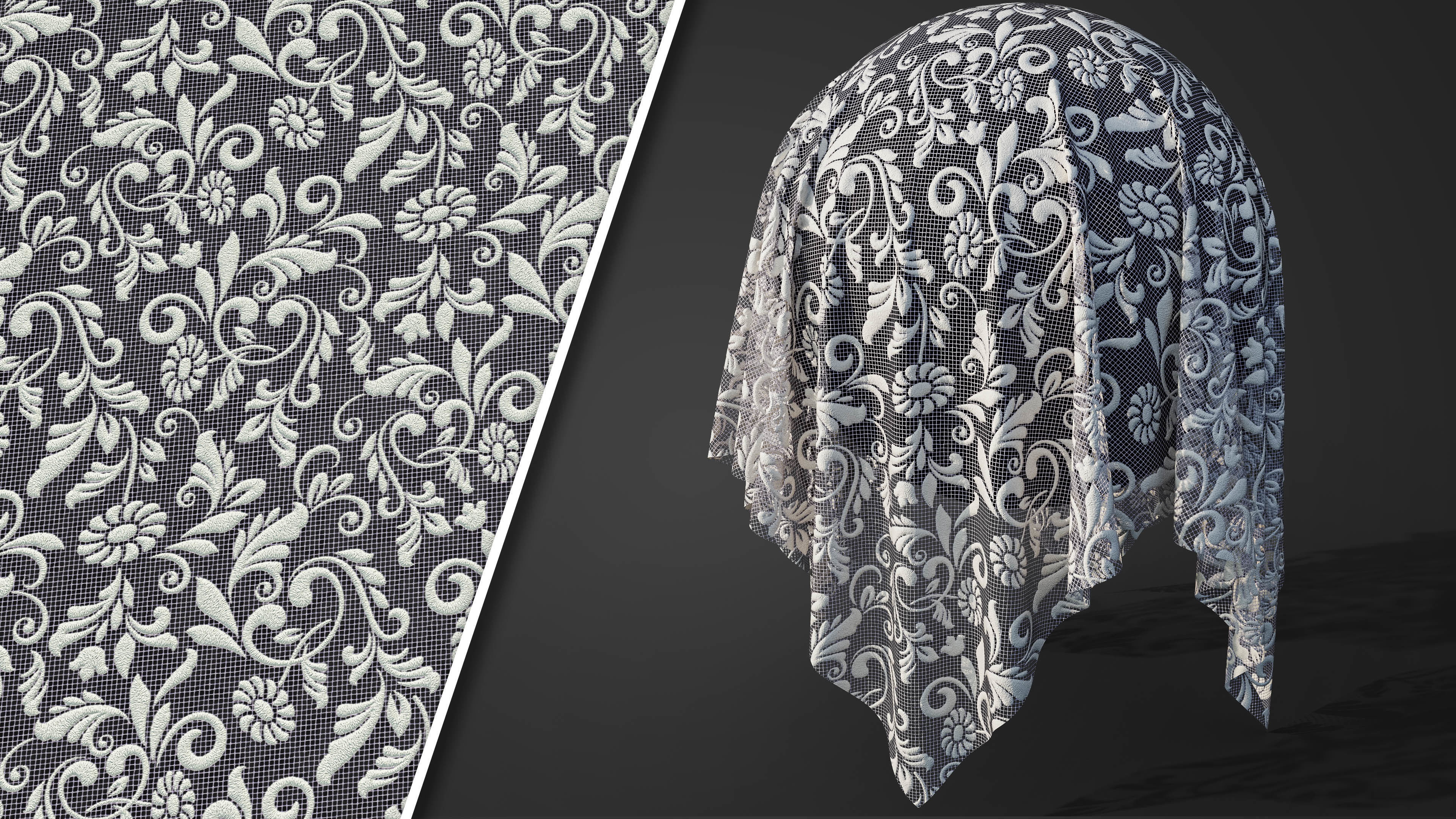 50 Lace Fabric Texture  Sbsar  VideoTutorial Vol03 3D model_3