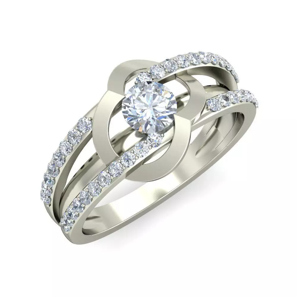 Women Wedding Engagement Two Band Ring 3D print model