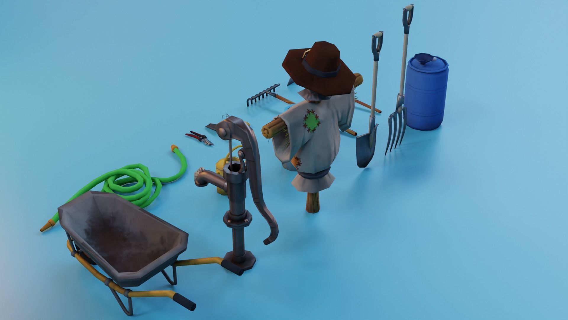 Stylized farmer asset  Low-poly 3D model_4