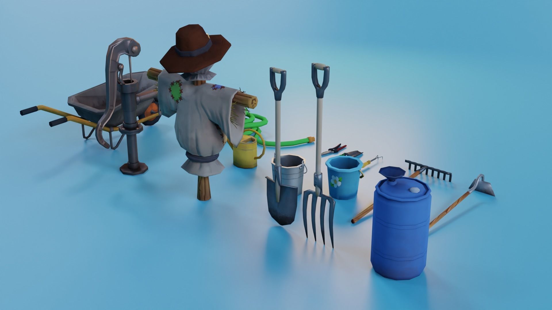 Stylized farmer asset  Low-poly 3D model_3