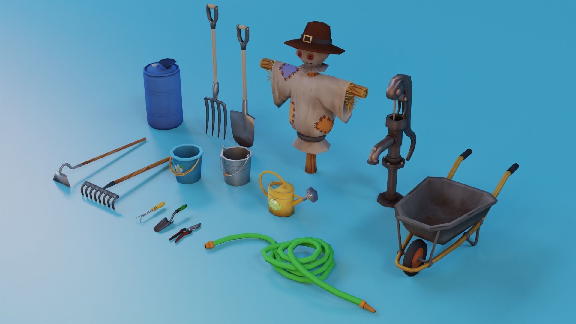 Stylized farmer asset  Low-poly 3D model_2