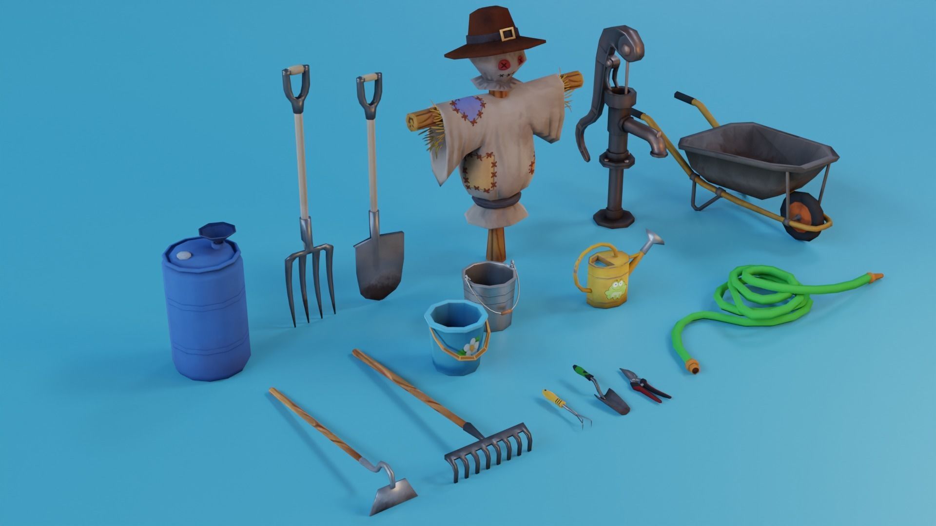 Stylized farmer asset  Low-poly 3D model_1