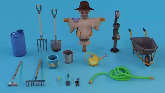 Stylized farmer asset  Low-poly 3D model