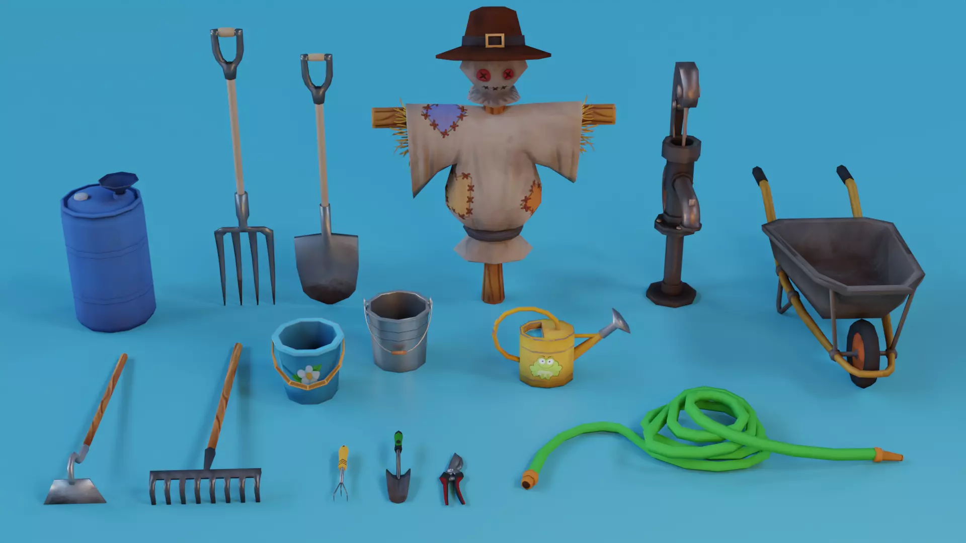 Stylized farmer asset  Low-poly 3D model_0